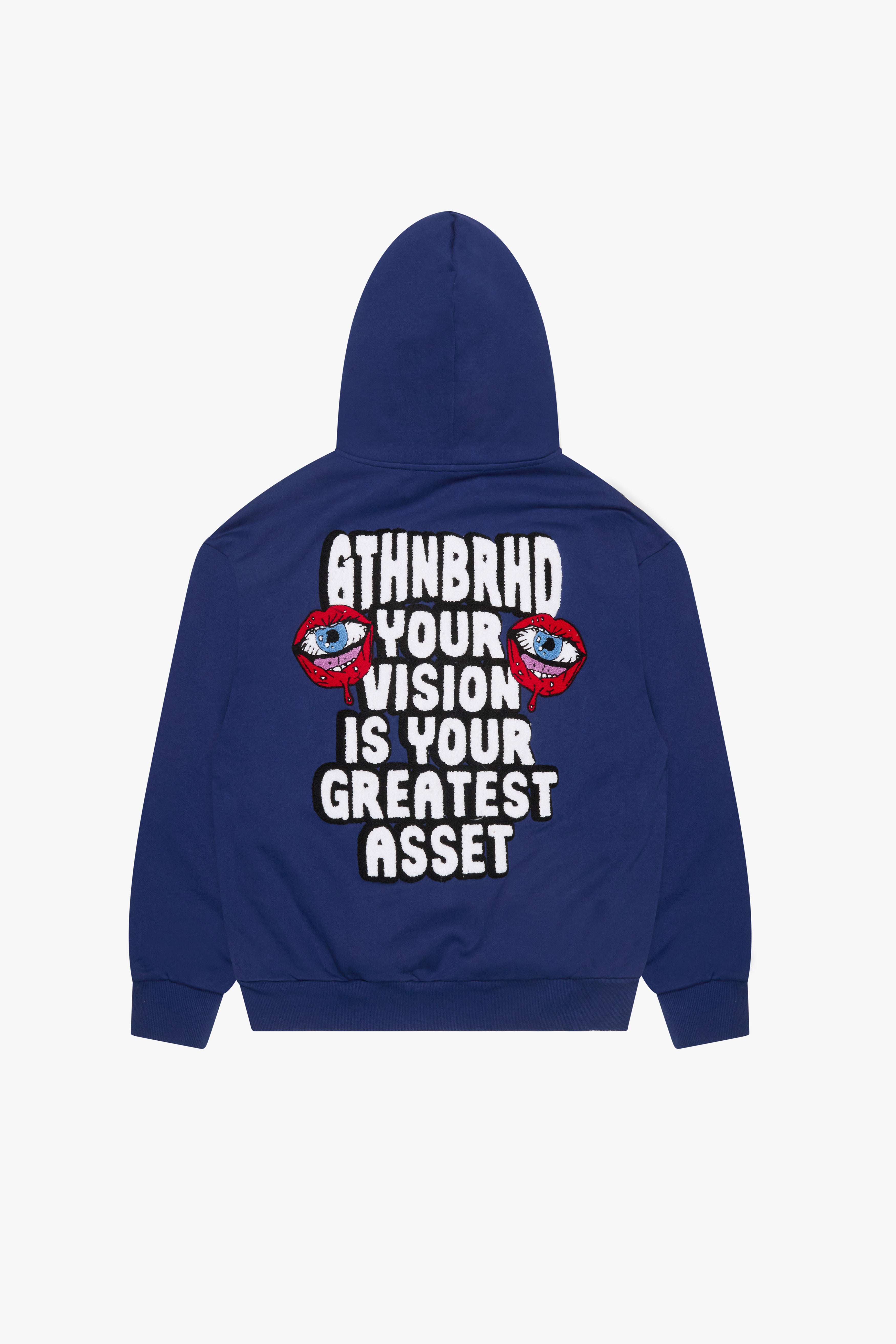 "VISUAL ASSET" HOODIE NAVY