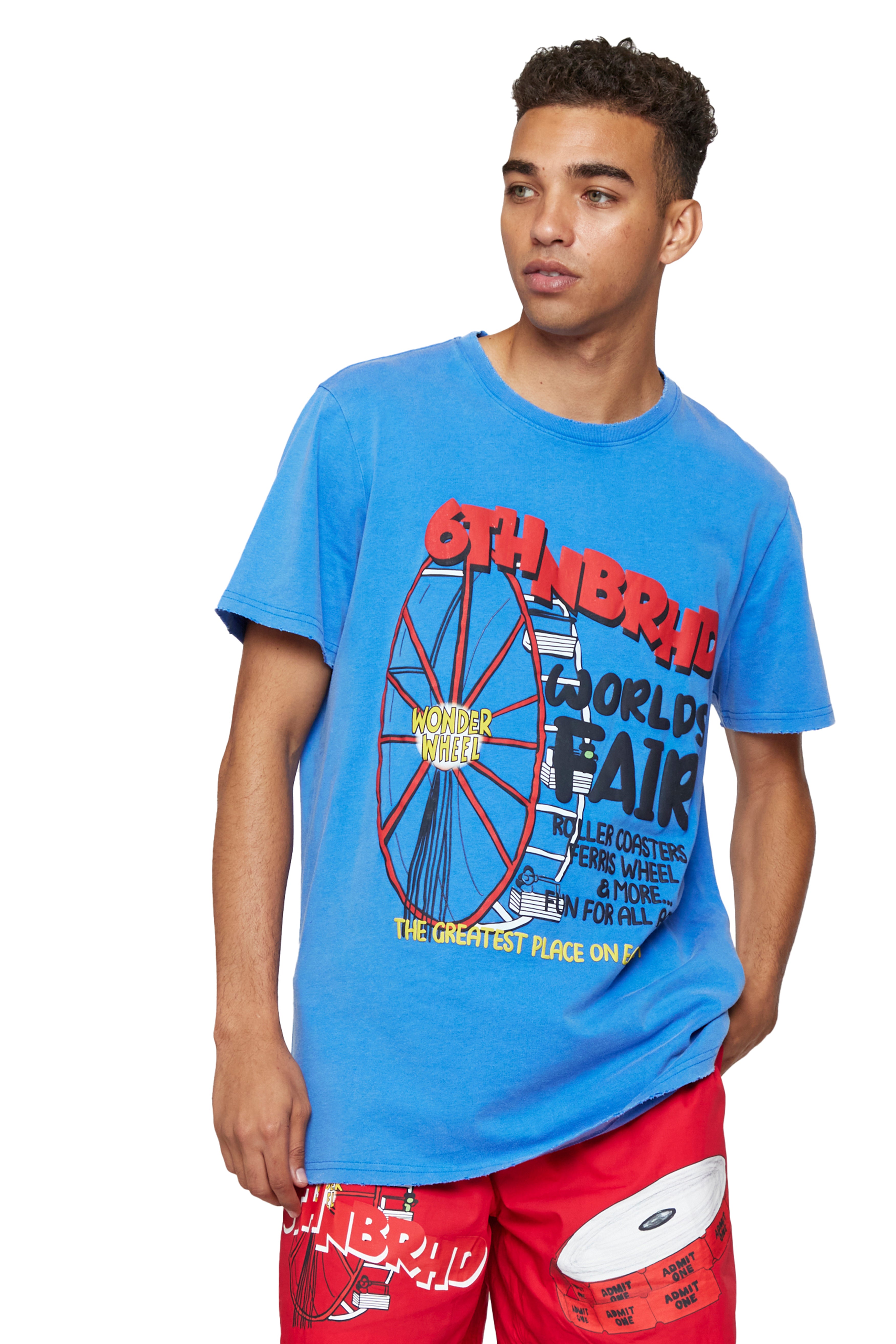 6thNBRHD TEE "Wonder Wheel" VINTAGE DARK BLUE