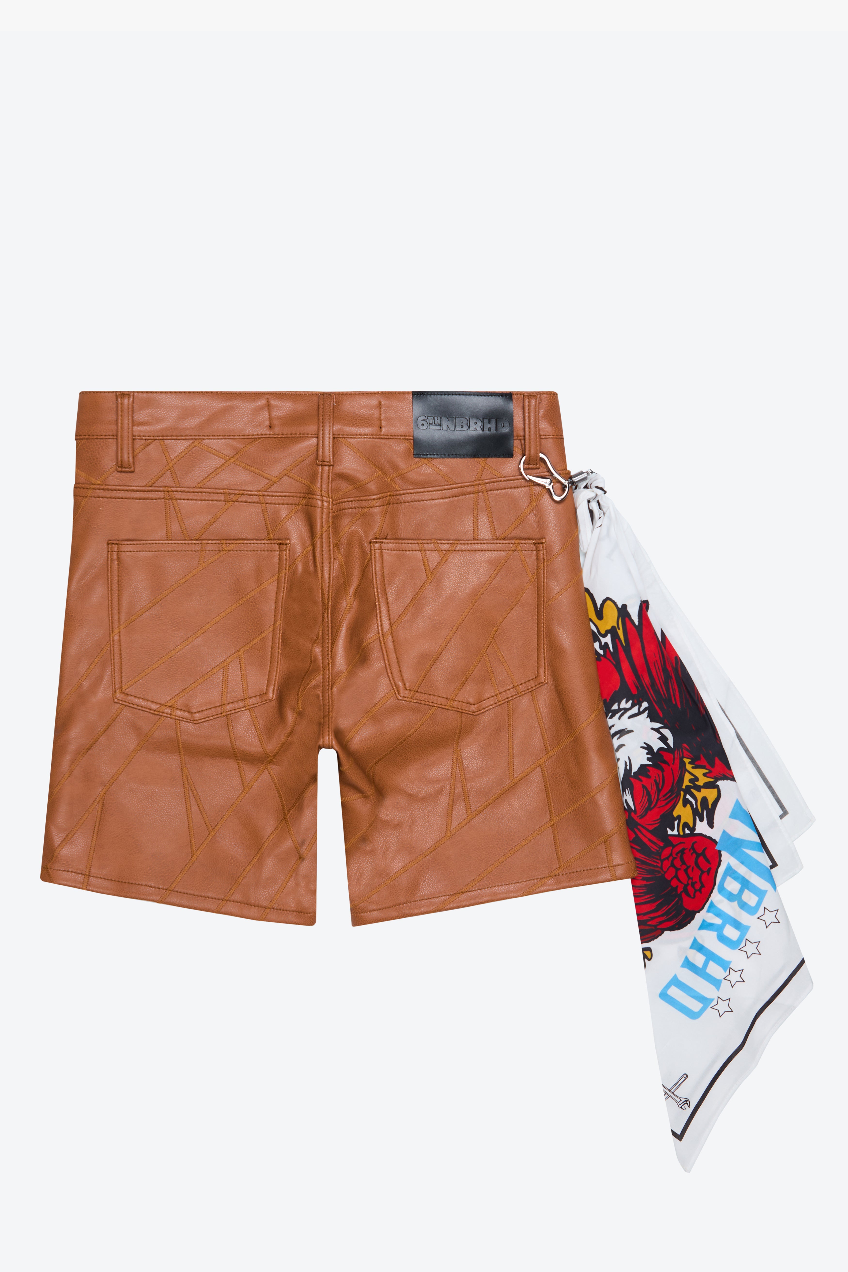 6thNBRHD LEATHER SHORTS "BIKER" BROWN