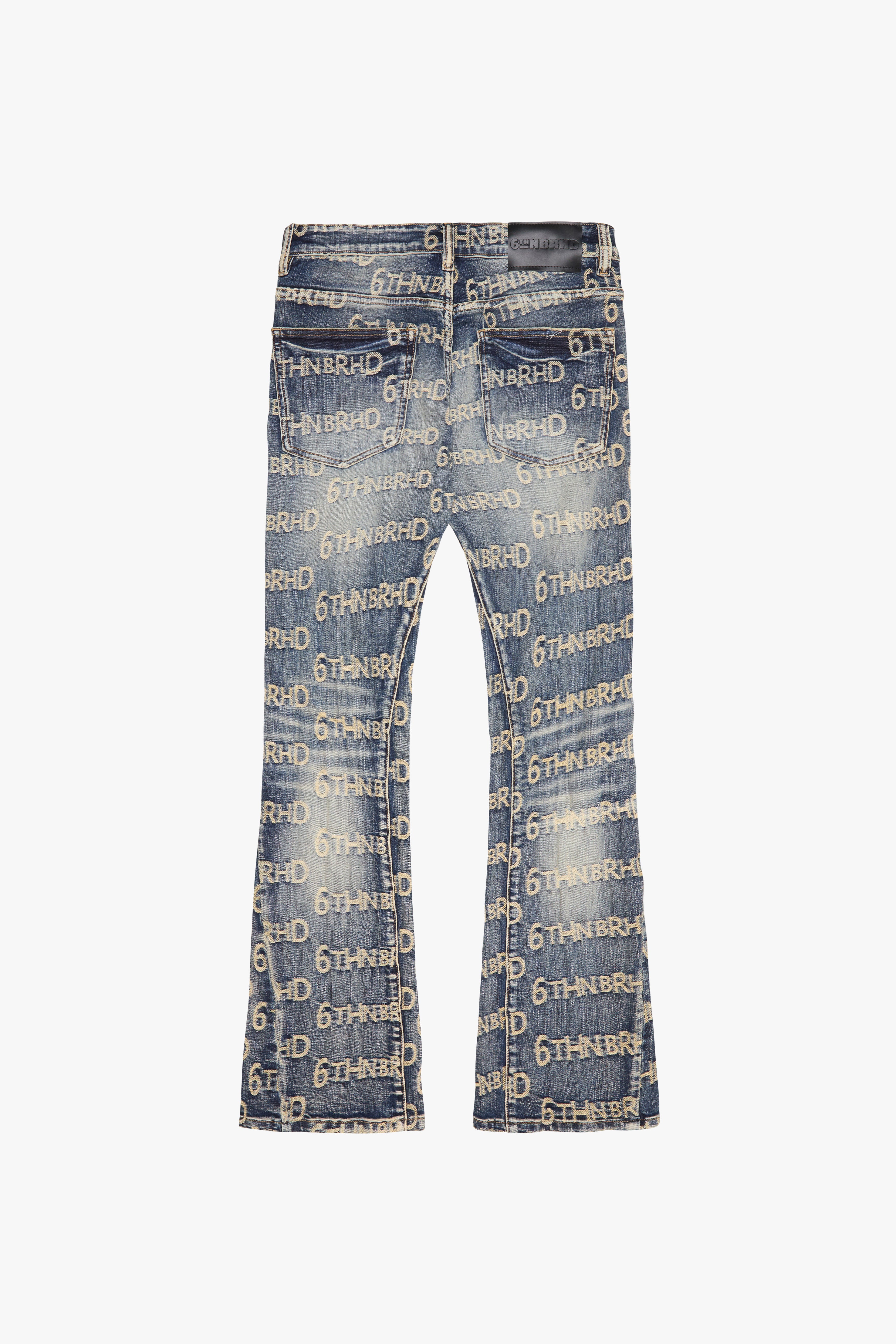 "ITALIC" DENIM JACQUARD STACKED - BLUE WASH