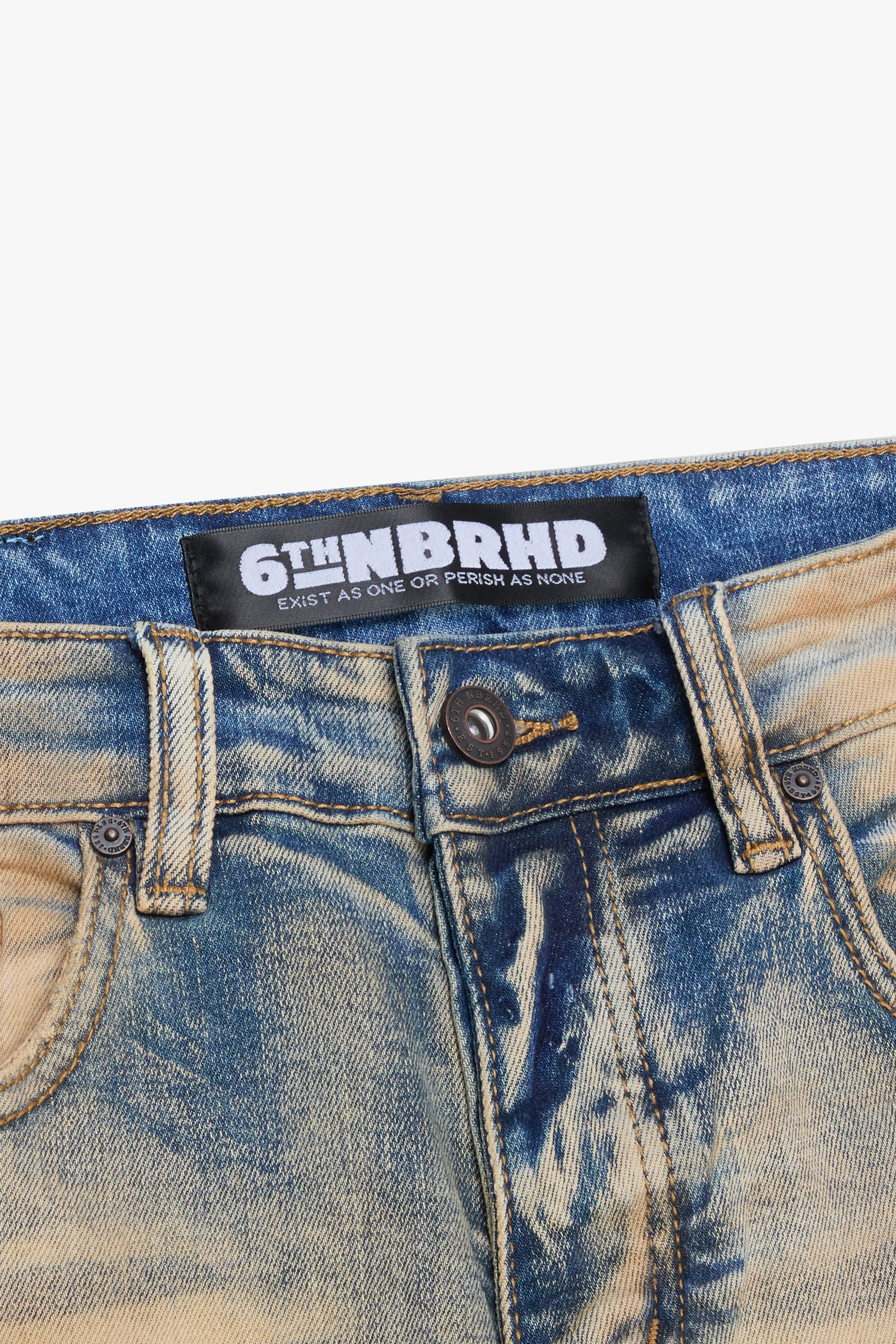 6thNBRHD SKINNY JEAN "VALLEY" -BURNT WASH