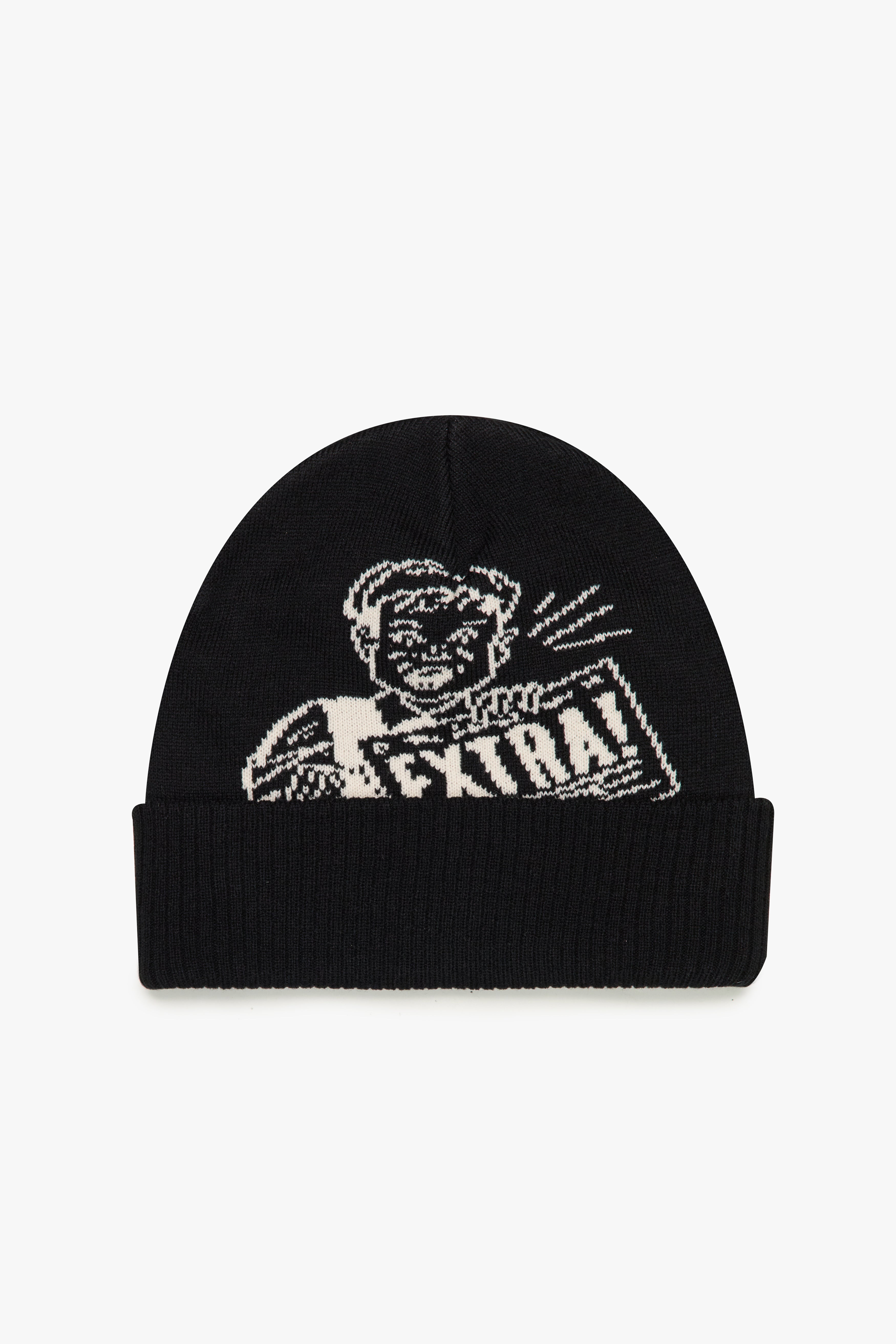 "FRONT PAGE" SKULL CAP -BLACK