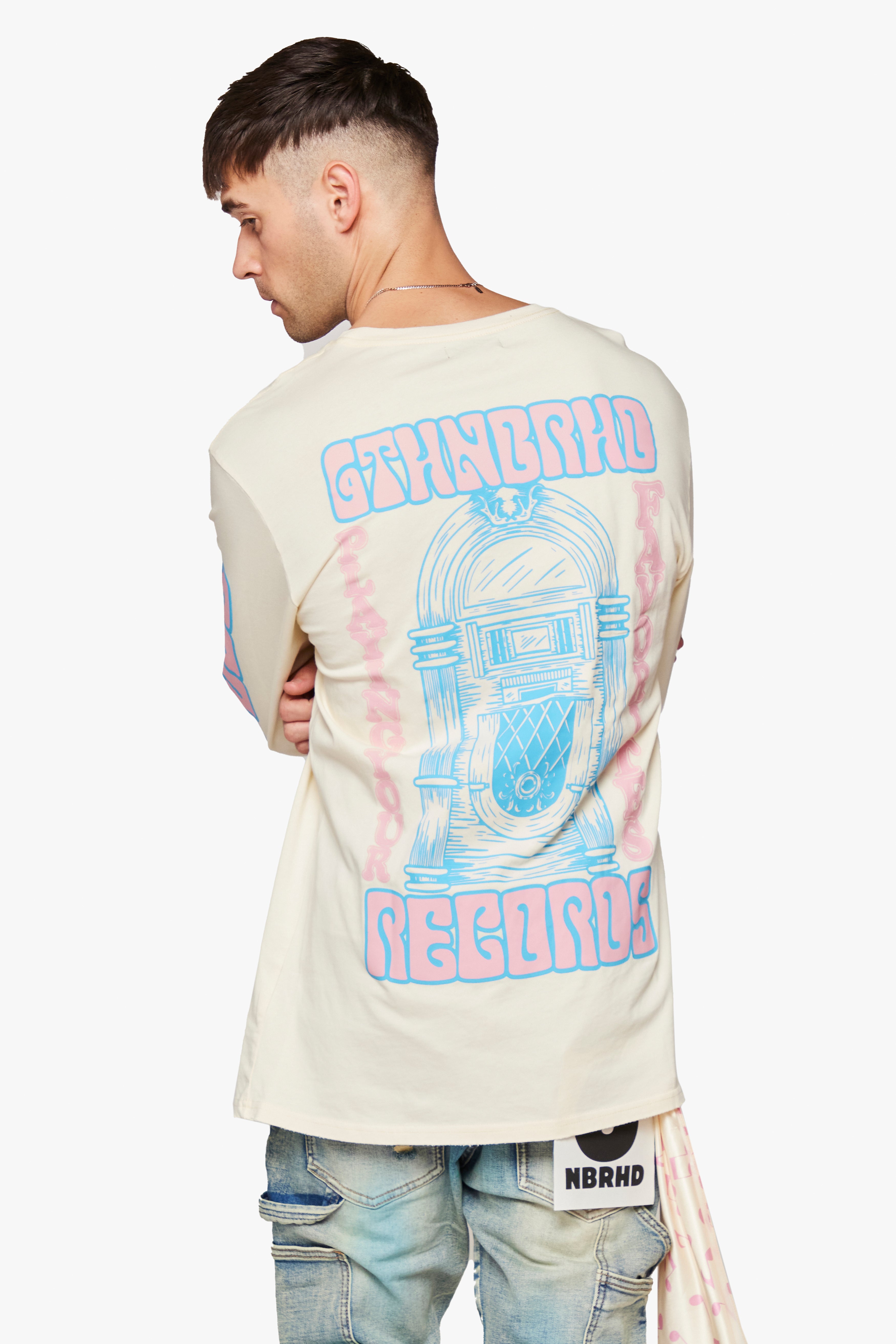 6thNBRHD LONG SLEEVE TEE "6TH RECORDS" CREAM