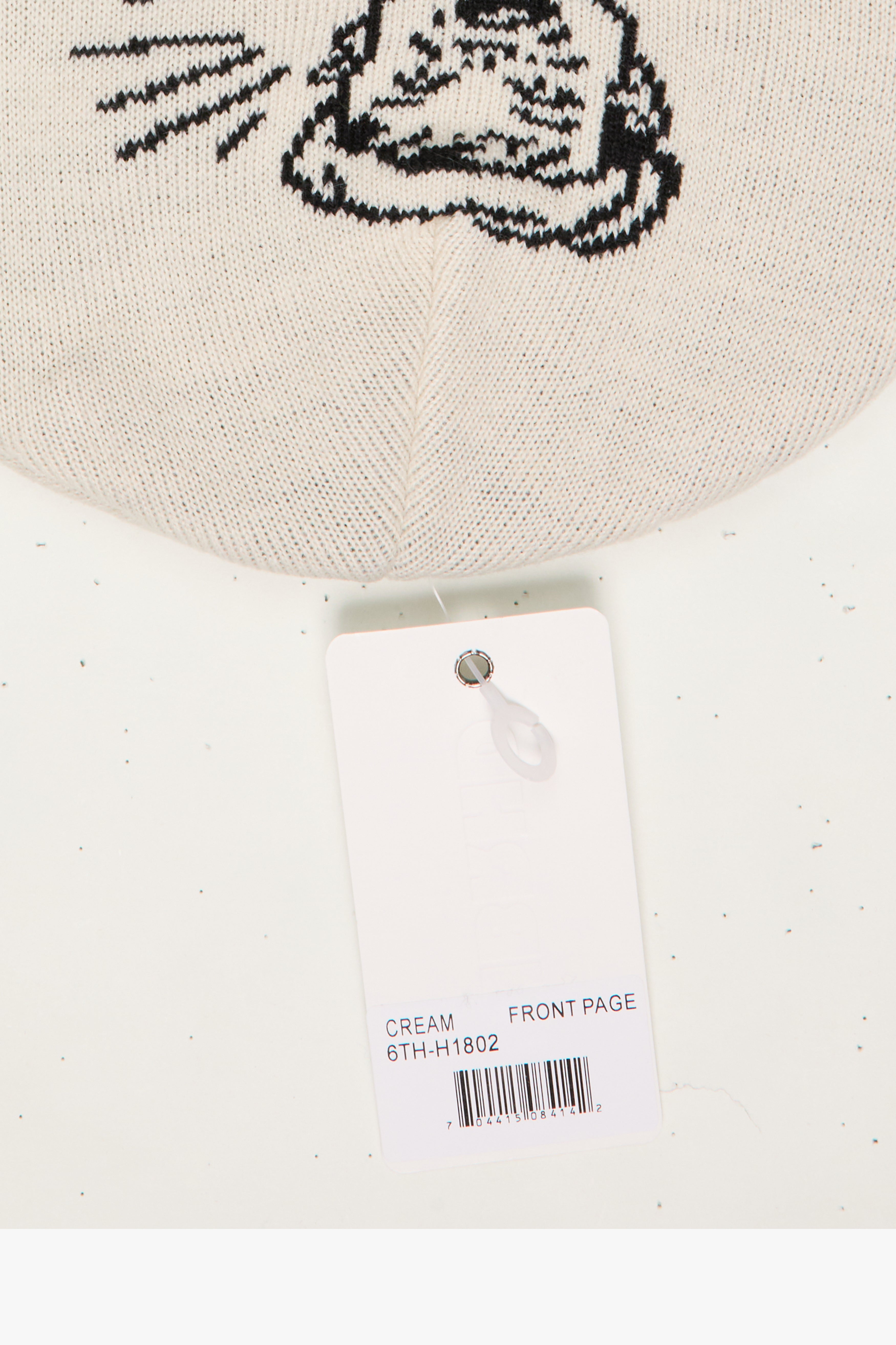 "FRONT PAGE" SKULL CAP -CREAM