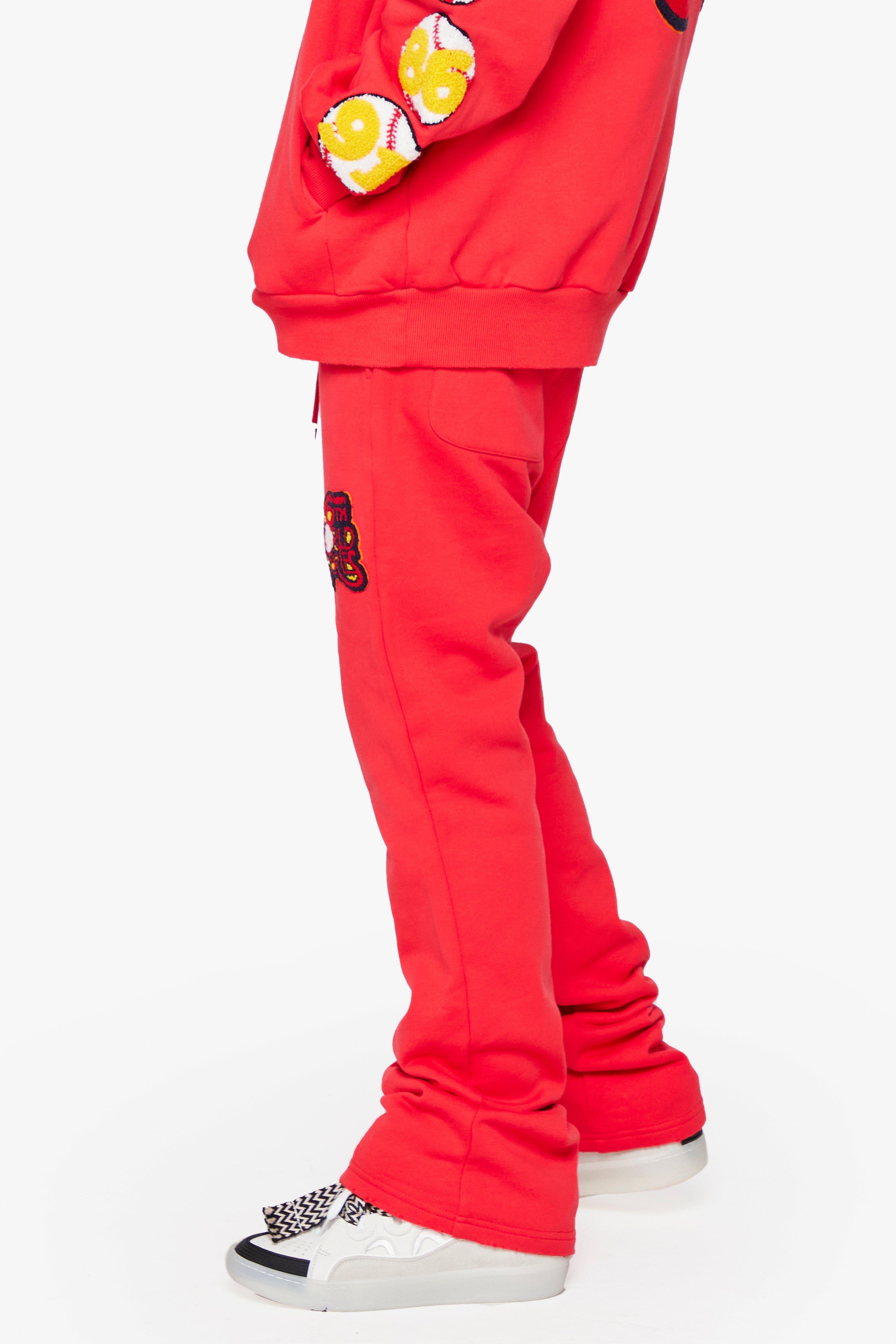 6thNBRHD FLEECE PANTS STACKED "CHAMPS" RED