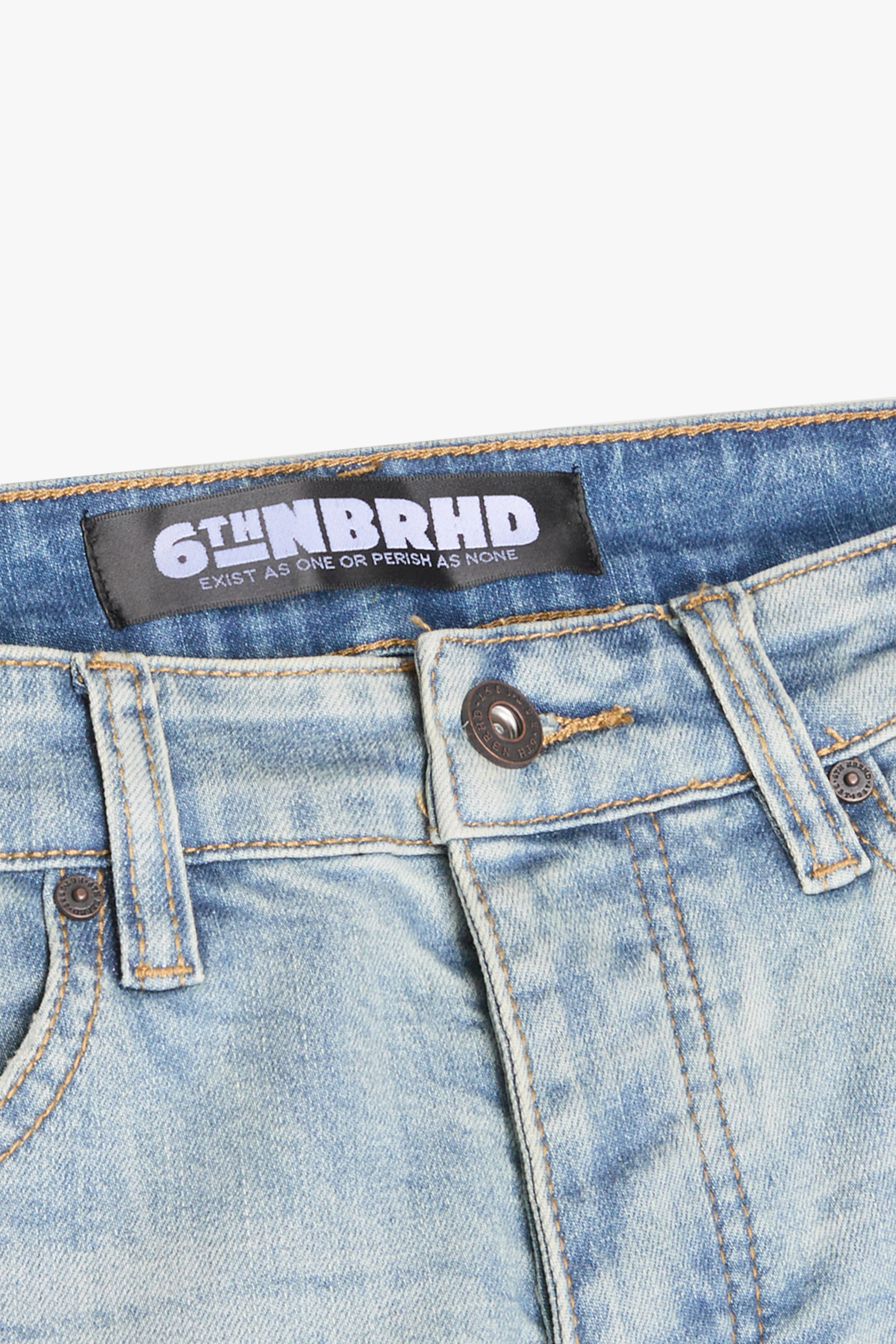 6thNBRHD SKINNY JEAN "STUDDED" LIGHT WASH