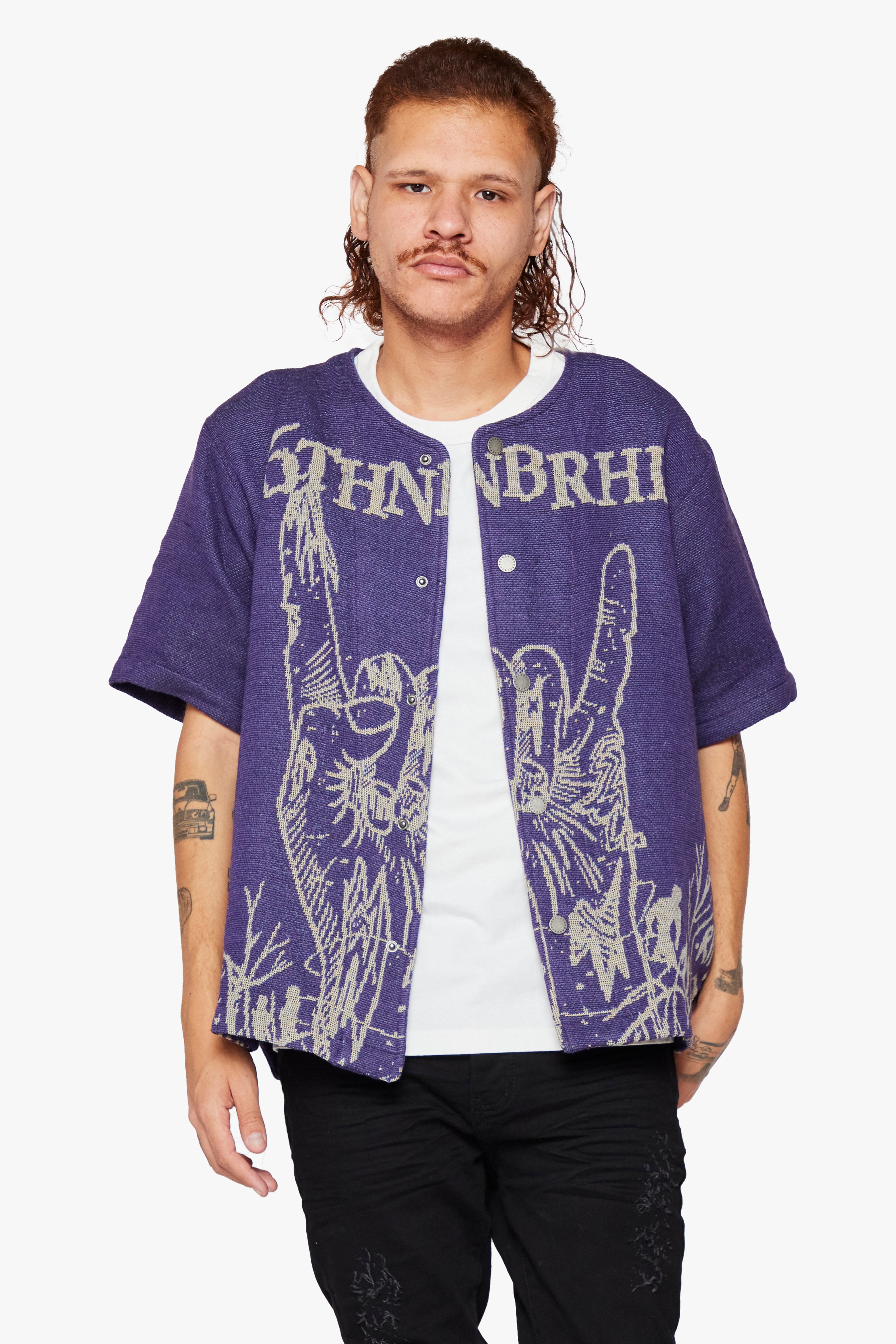 6thNBRHD BUTTON DOWN "UNALIVE" PURPLE