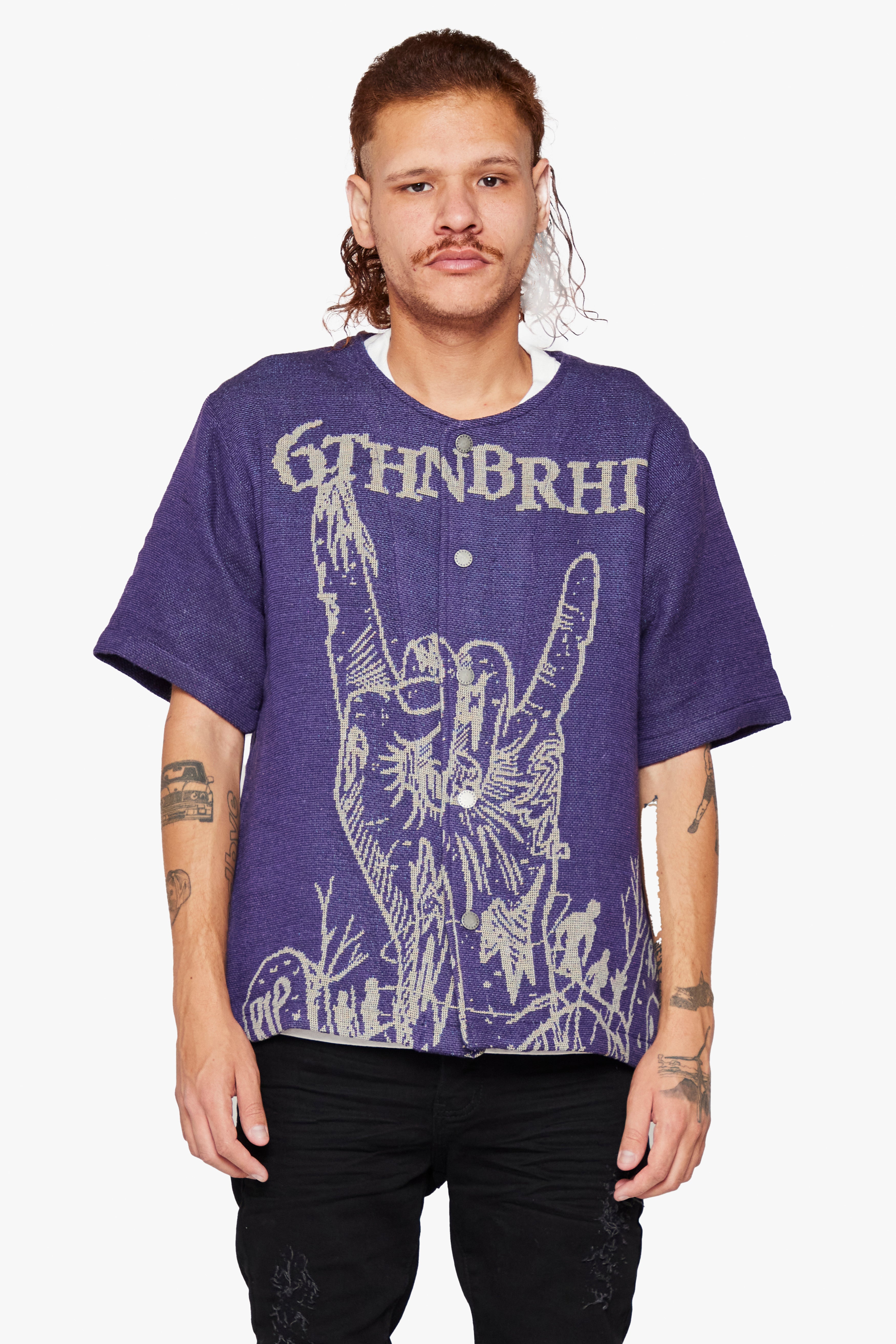 6thNBRHD BUTTON DOWN "UNALIVE" PURPLE