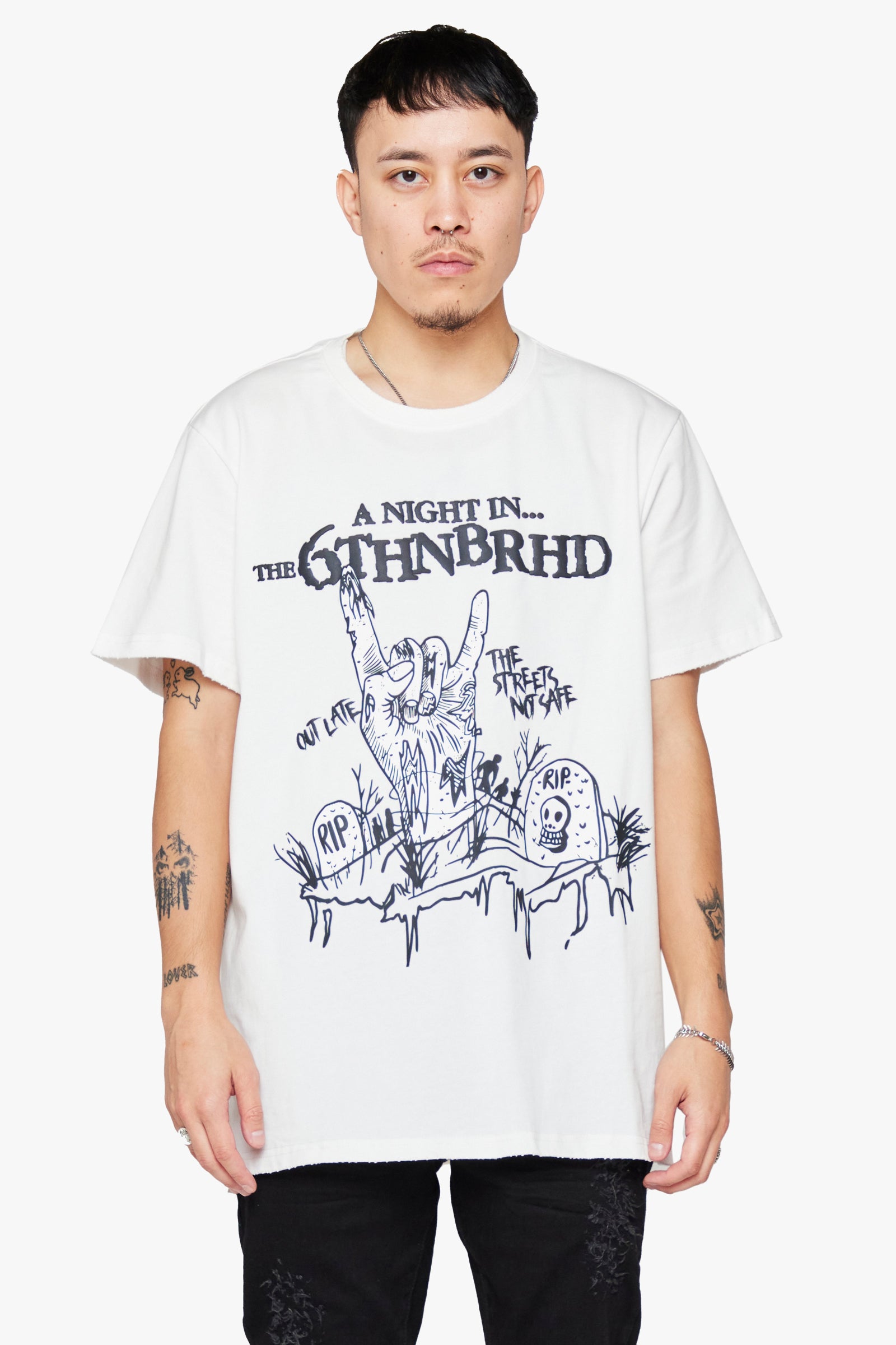6thNBRHD TEE "OUTLATE" WHITE