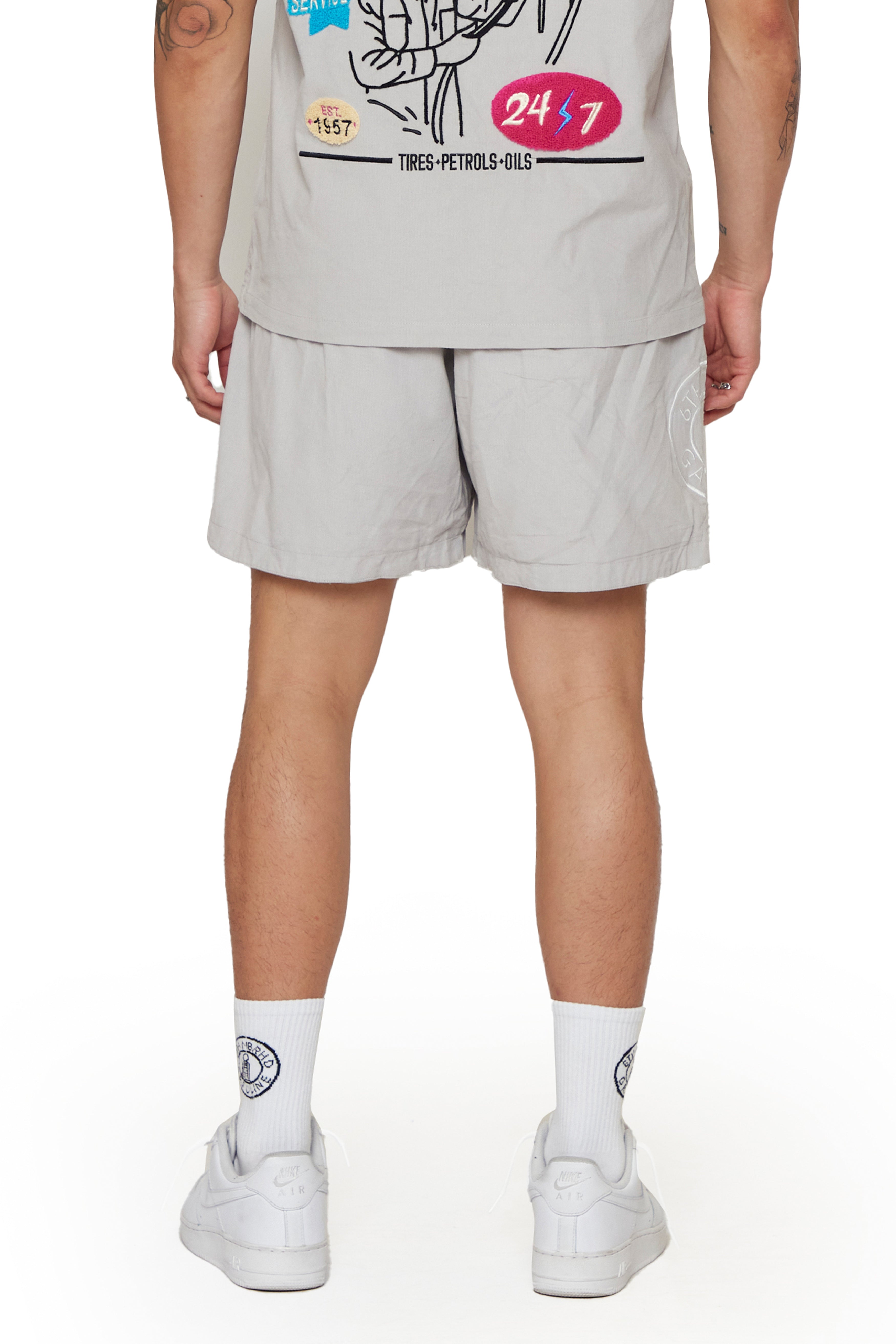 6thNBRHD SHORTS "GAS SERVICES" GREY