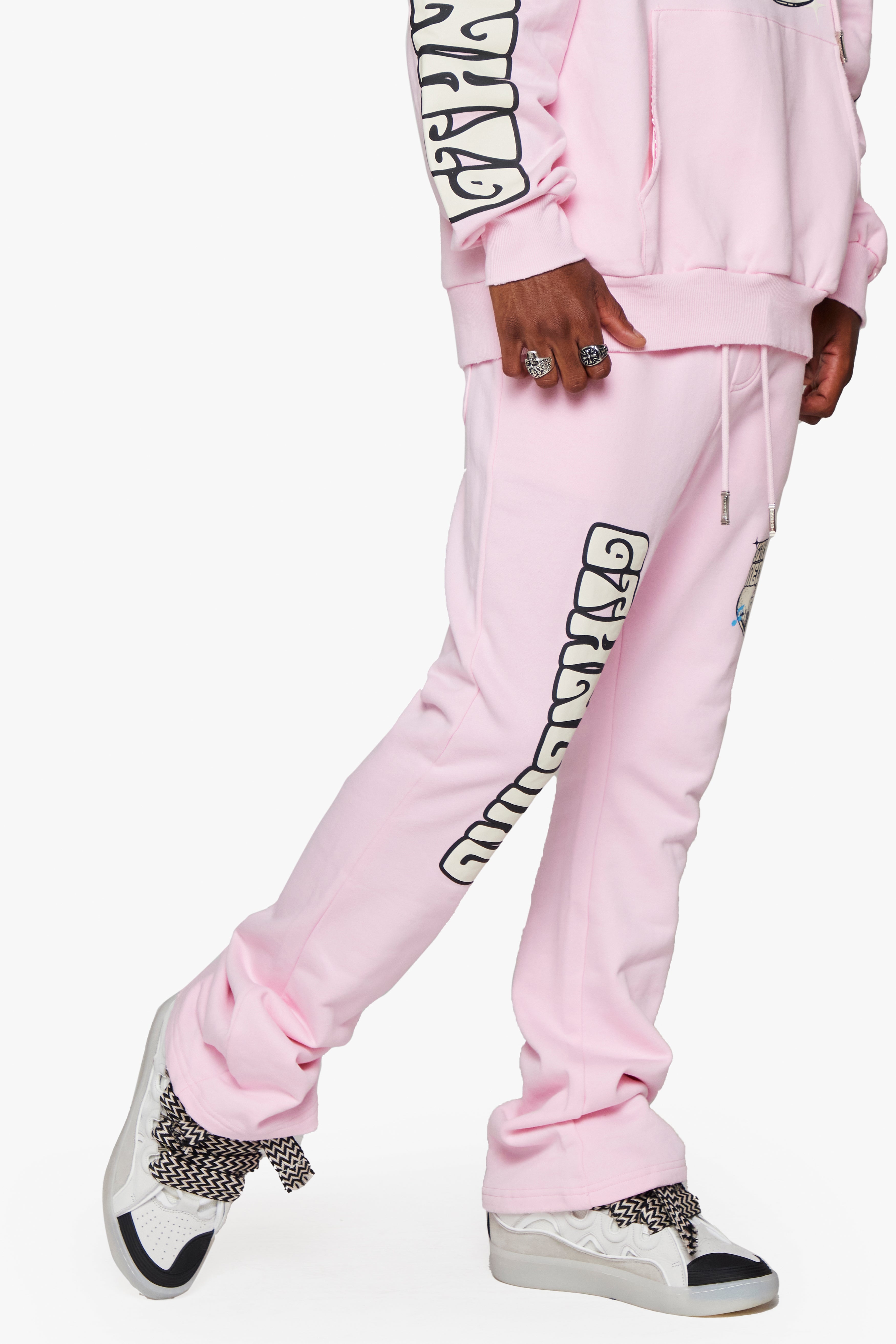 6thNBRHD FLEECE PANTS "HIT VILLE" LT PINK