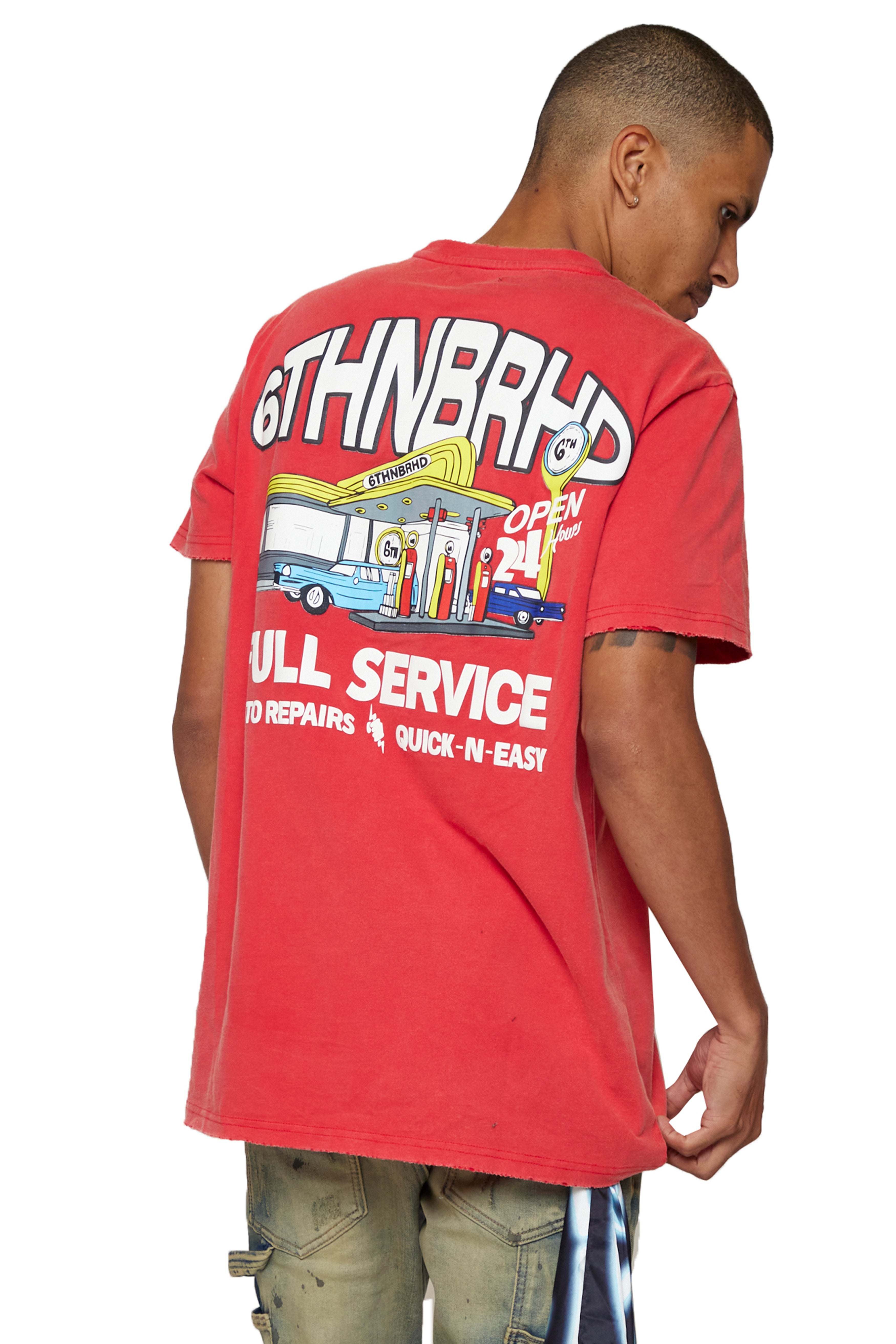 6thNBRHD TEE "FULL SERVICE" VINTAGE RED