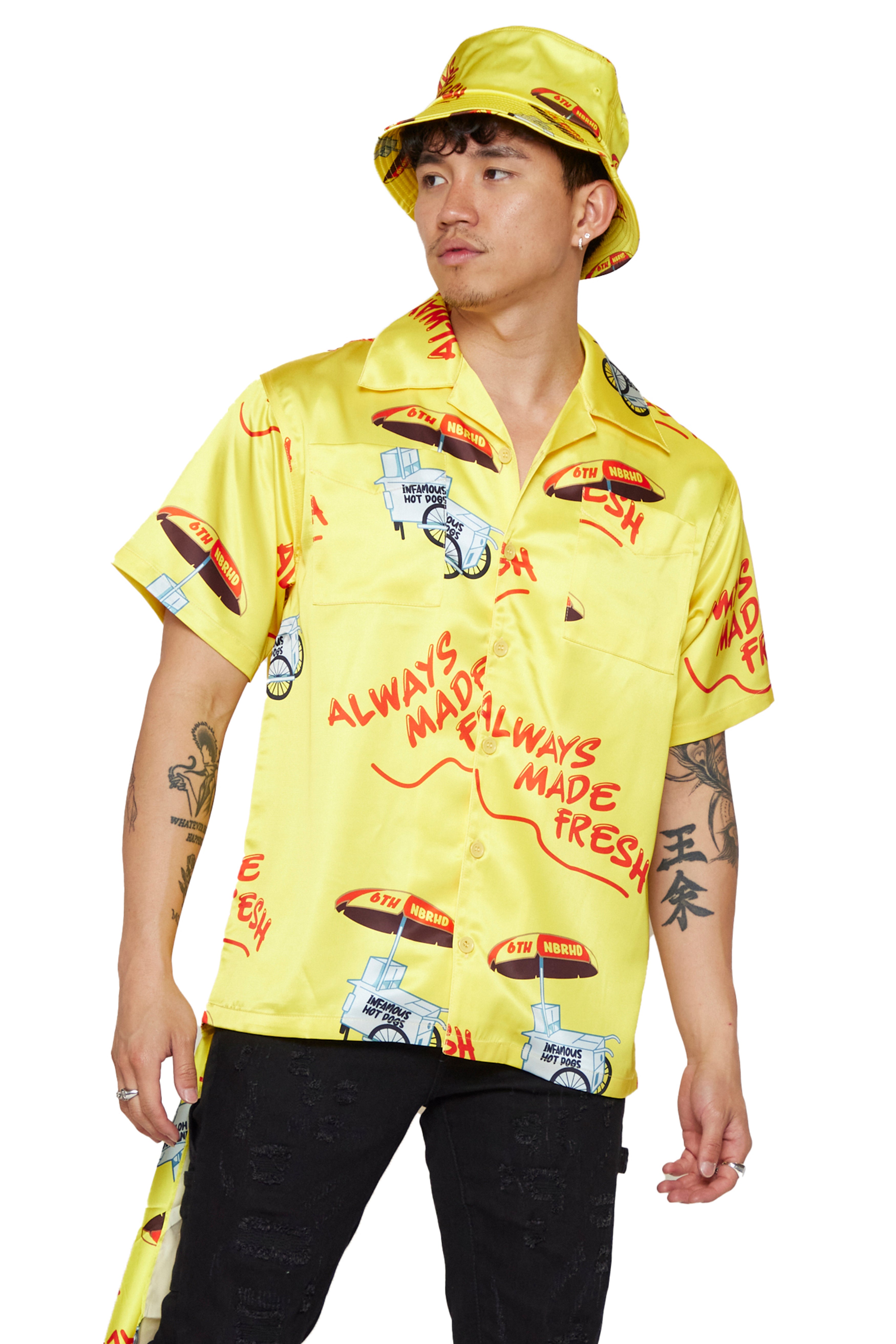 6thNBRHD BUTTON DOWN "MADE FRESH" -YELLOW