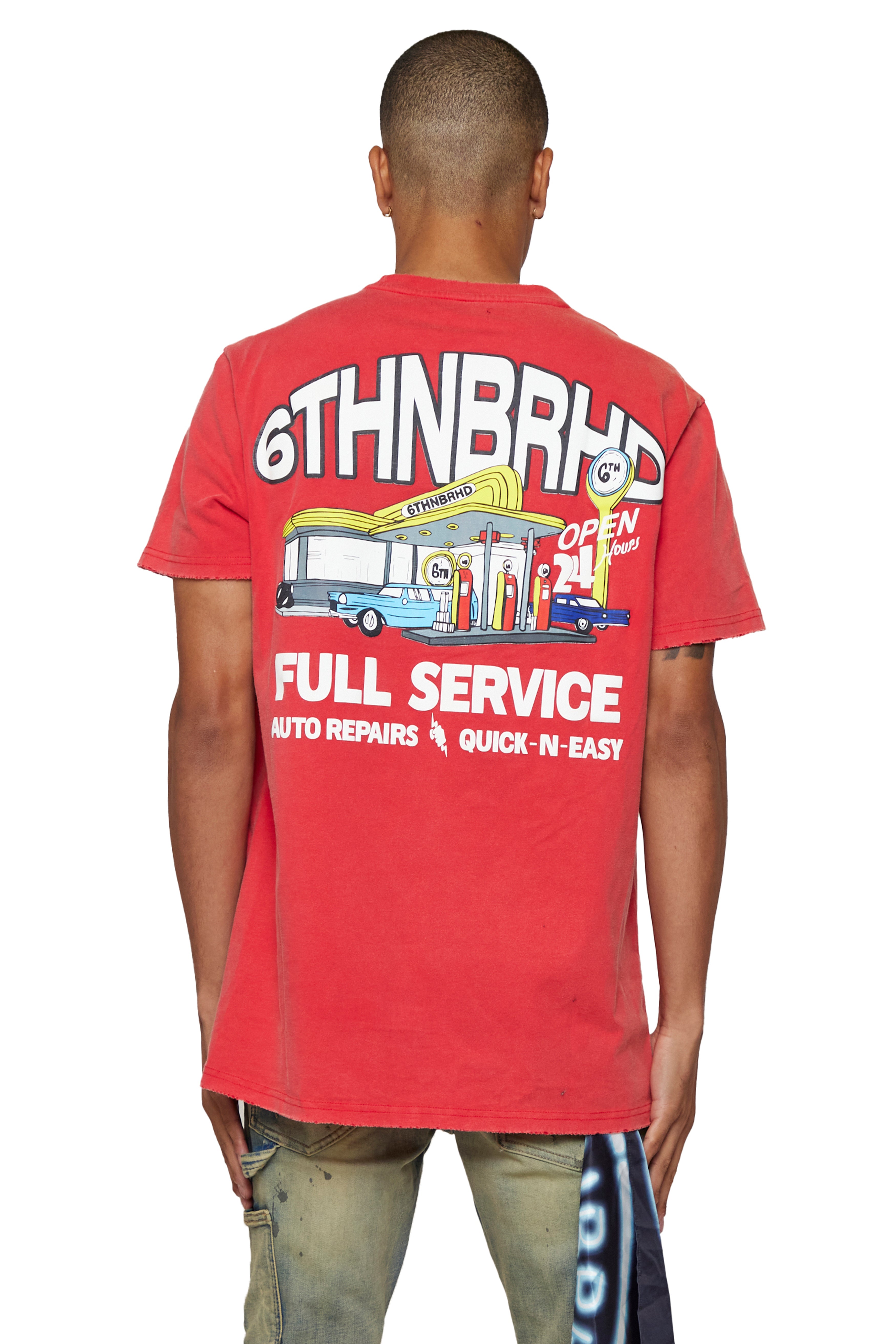 6thNBRHD TEE "FULL SERVICE" VINTAGE RED