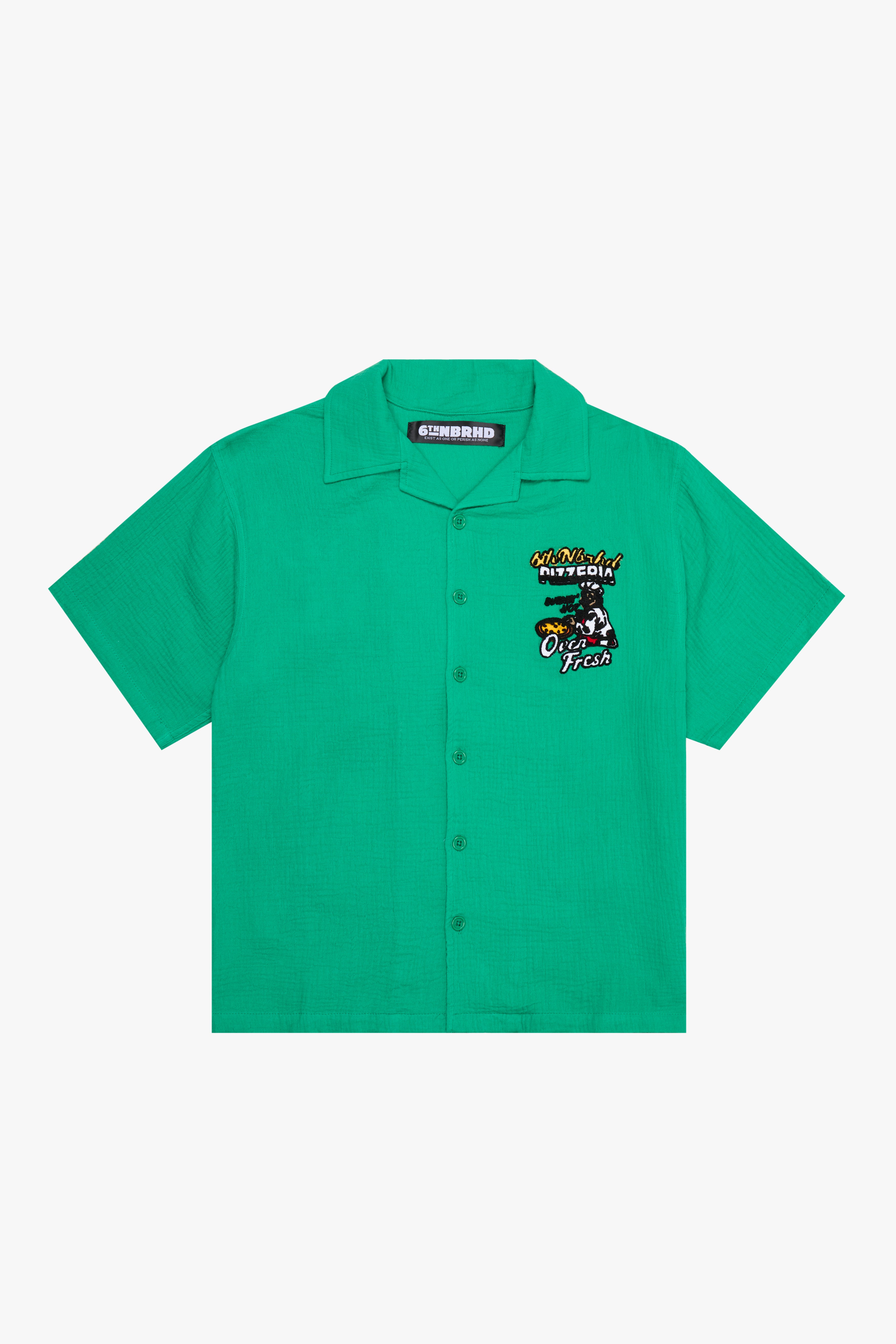 6thNBRHD BUTTON DOWN "PIZZERIA" GREEN