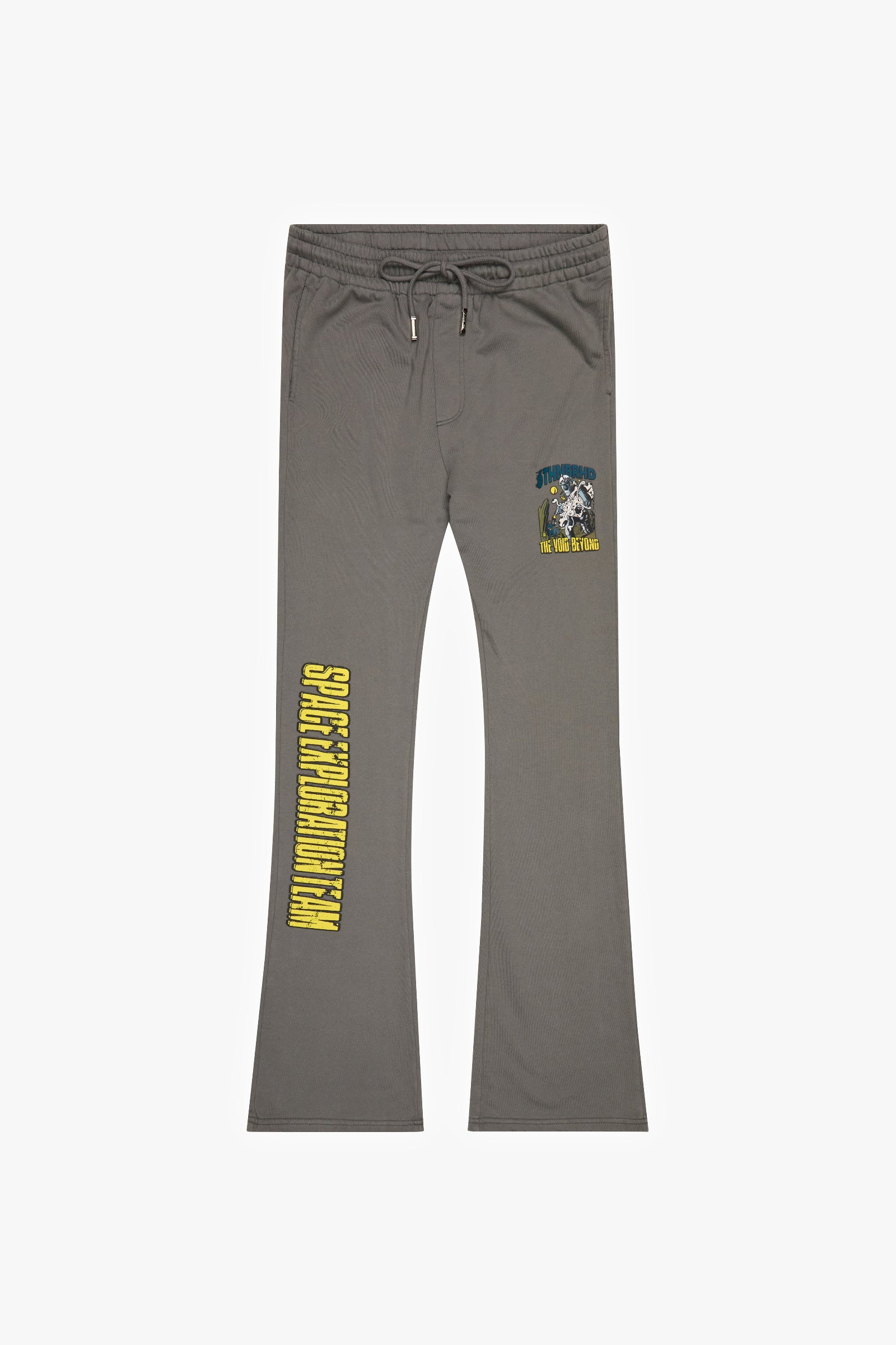 "Raygun" Stacked Fleece Pants Grey