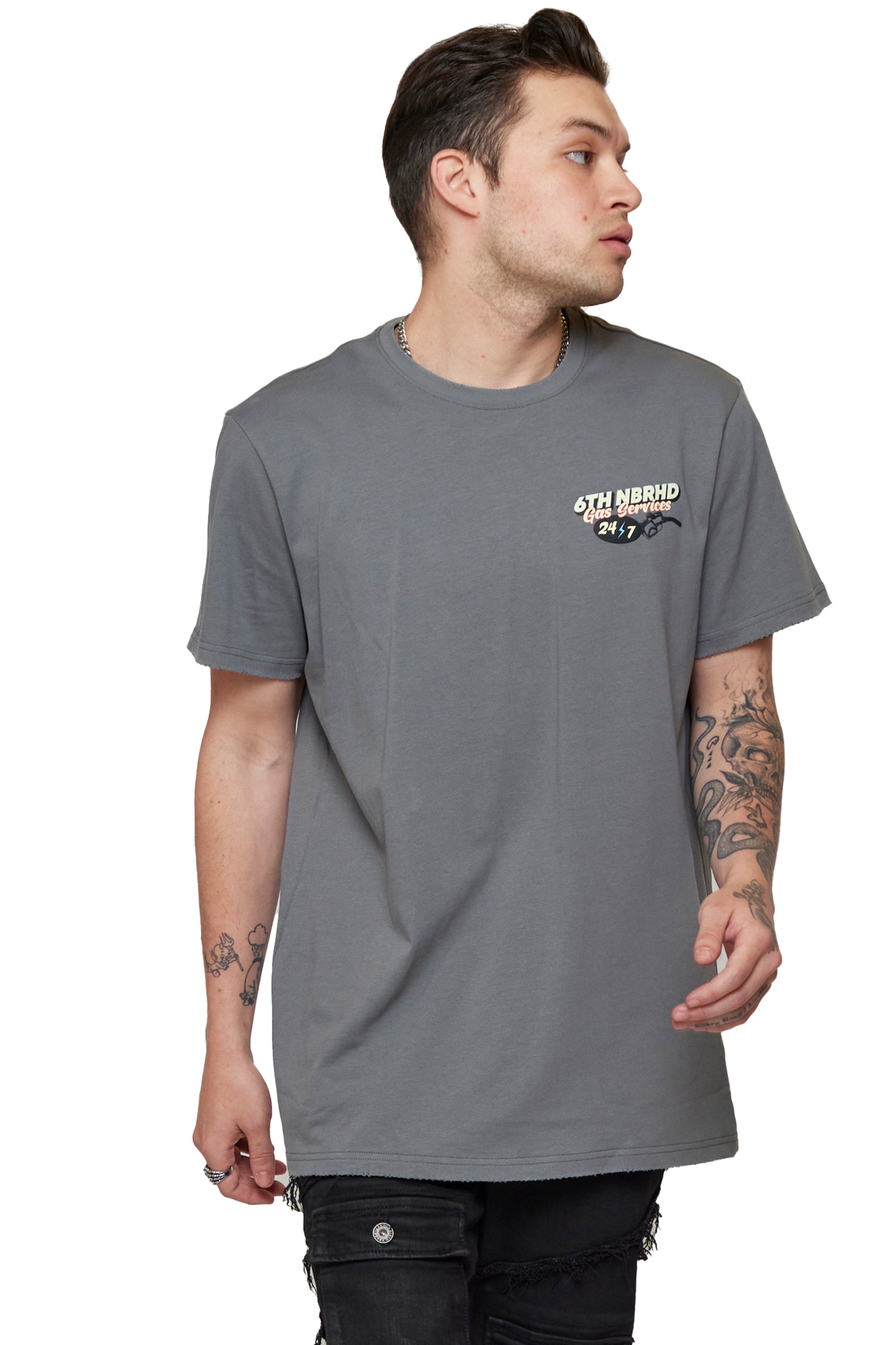 6thNBRHD TEE "GAS SERVICES" VINTAGE GREY