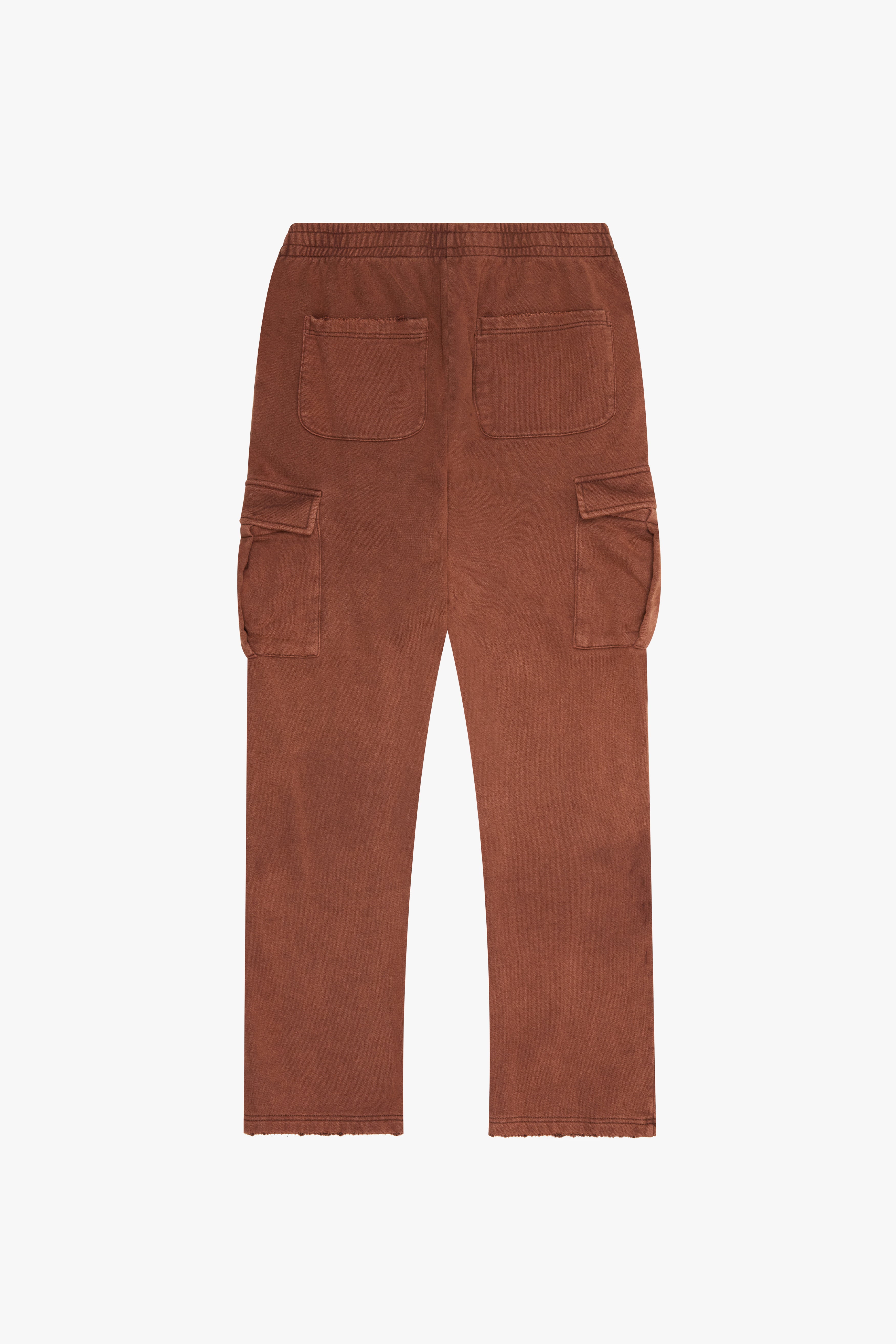 "CHANCES" RELAXED FIT FLEECE CARGO PANTS BROWN