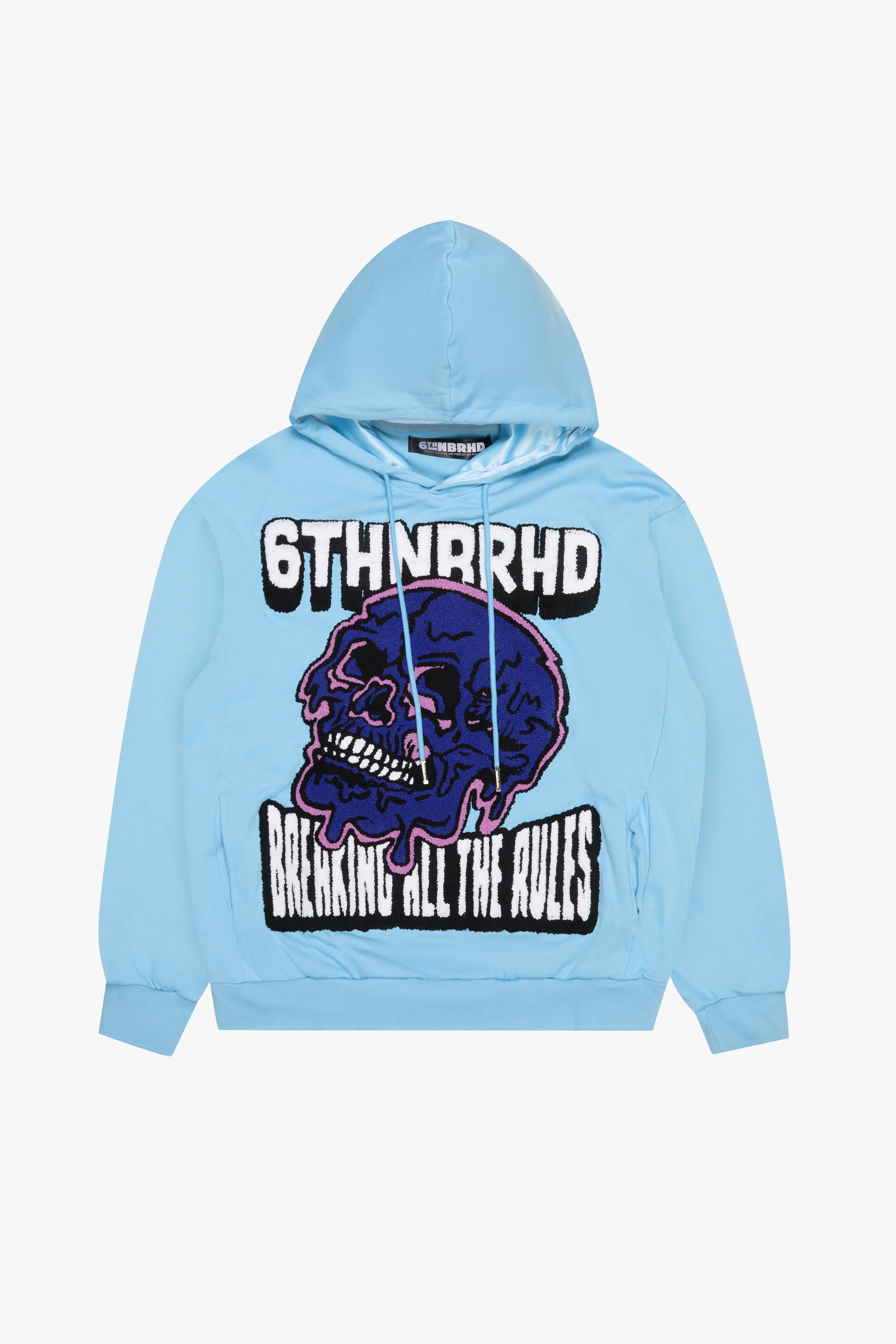 "BROKEN RULES" HOODIE SKY BLUE