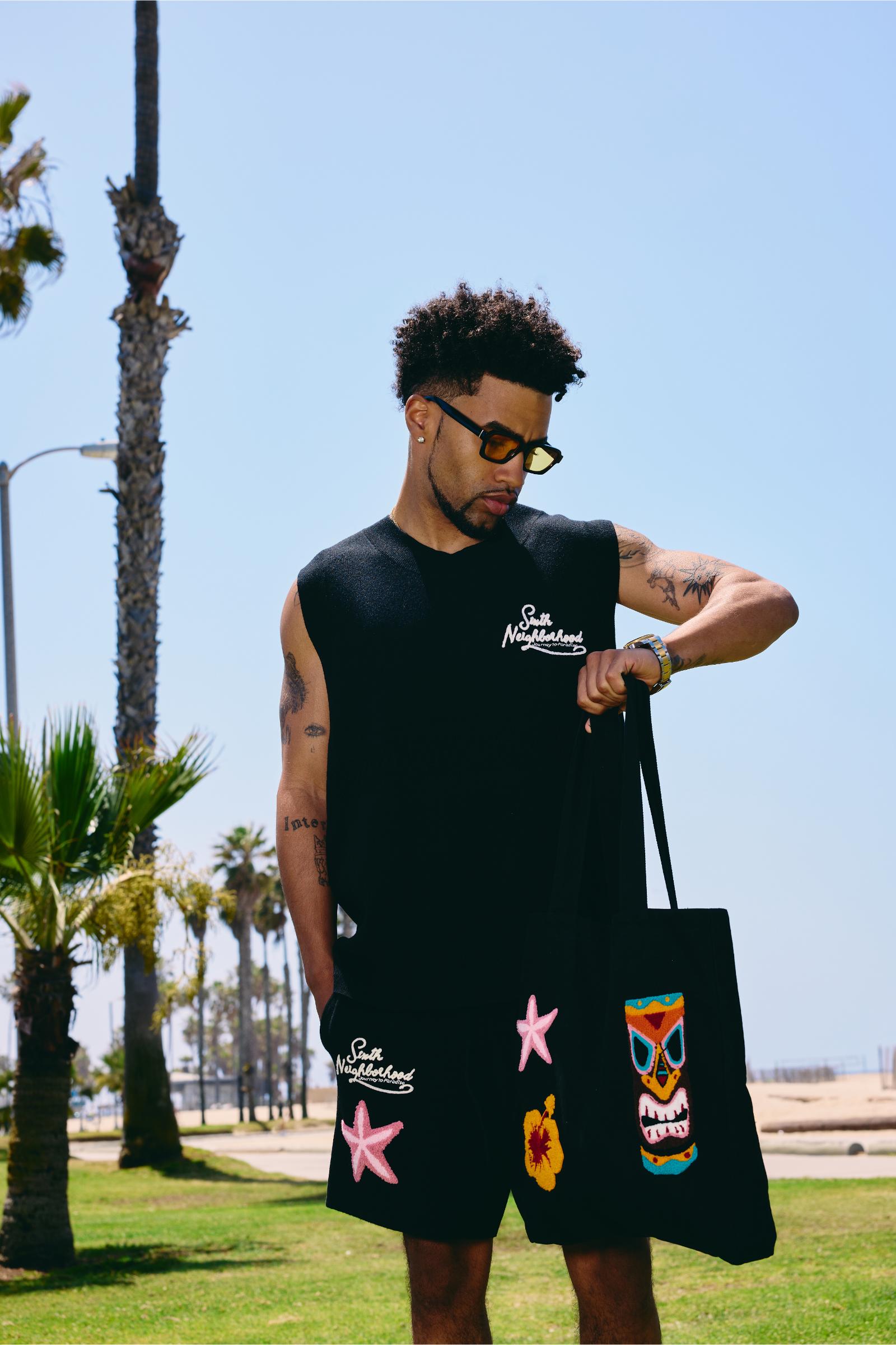 "Reef" Sleeveless Knit Vest Black