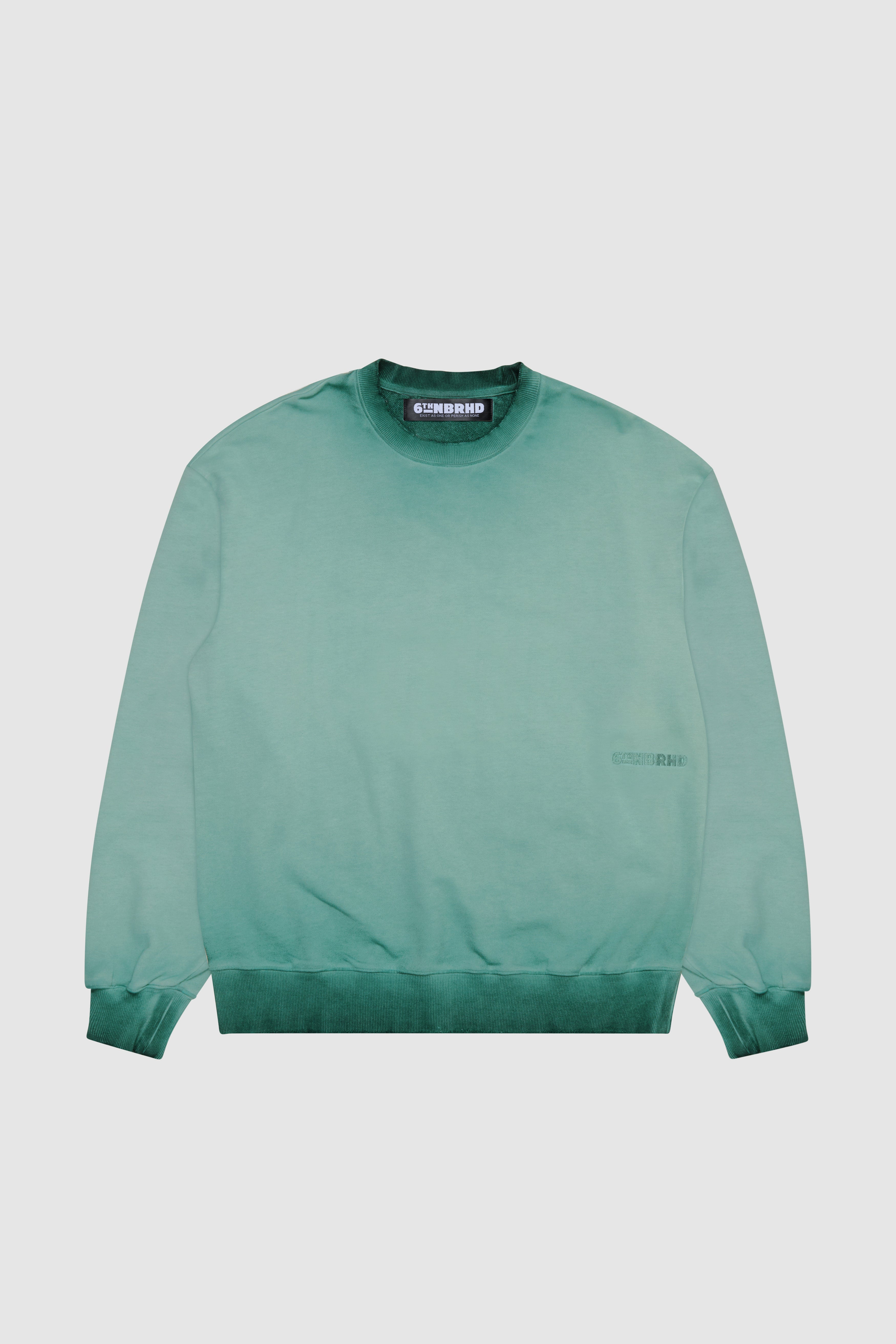 6thNBRHD CREWNECK "ESNTL 2.0" VINTAGE GREEN