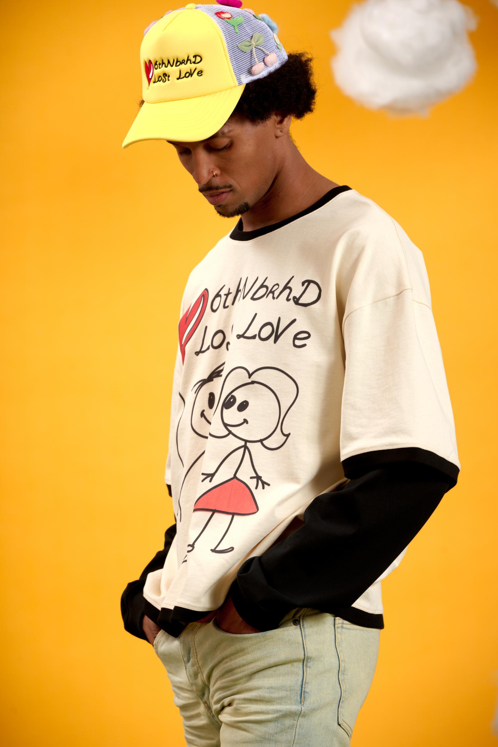 "Drawing" Graphic Long Sleeve Tee Cream