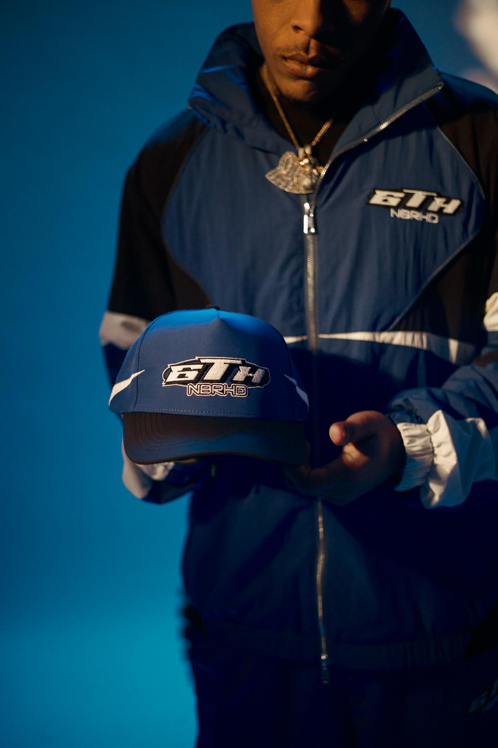 "Nine" Snapback Hat White/royal