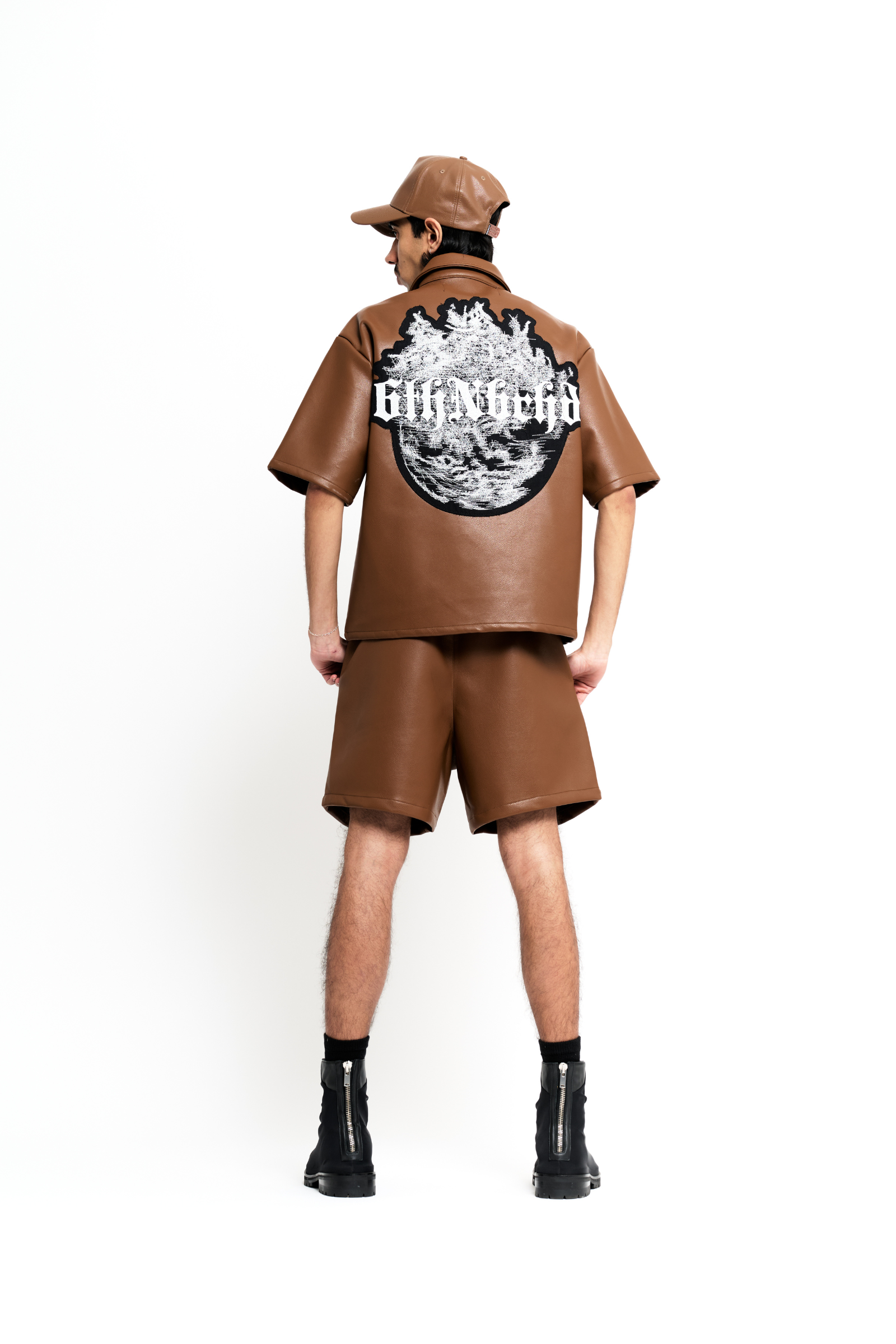 "Global" Leather Shorts Mocha