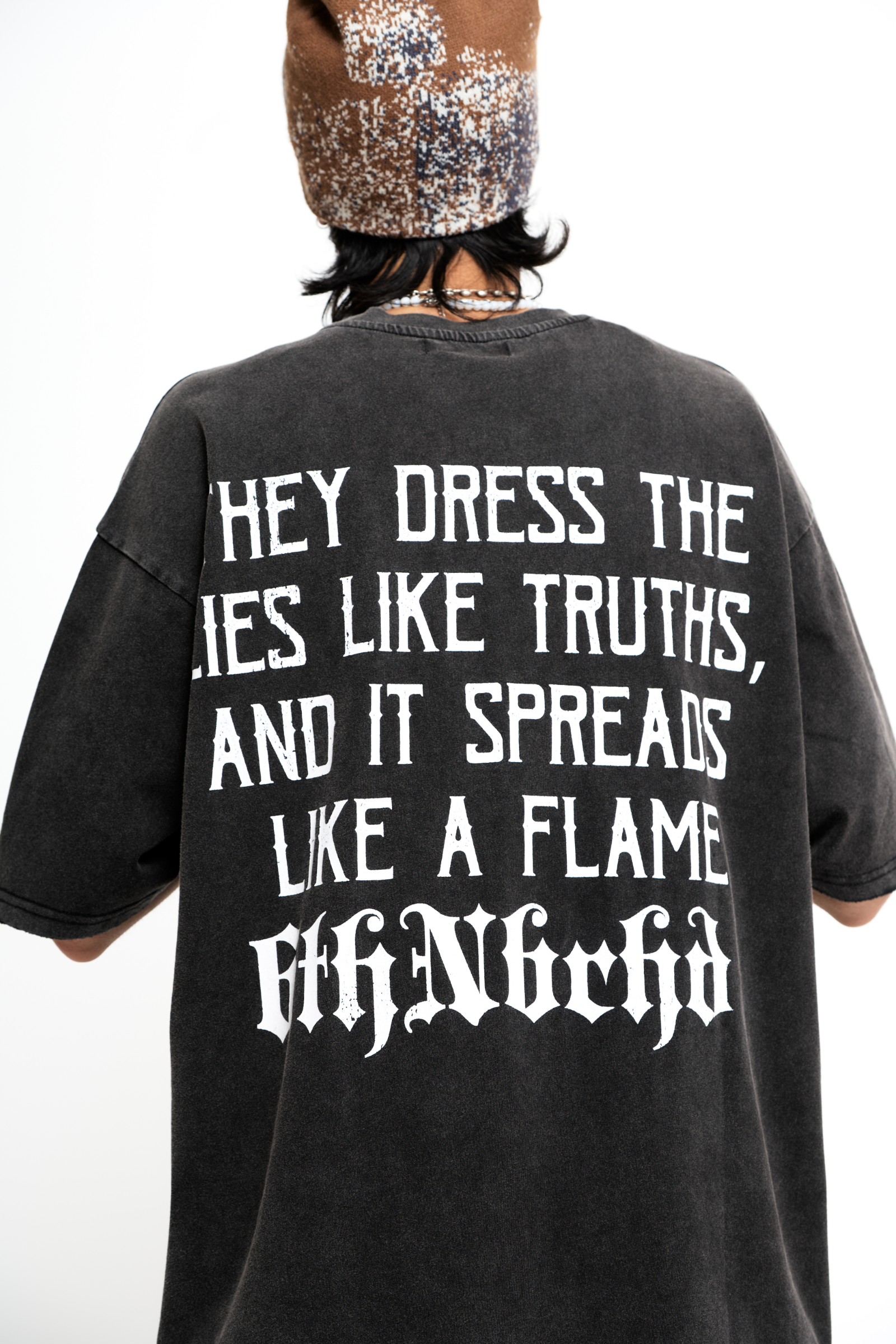 "Ashes" Oversized Graphic Tee Black