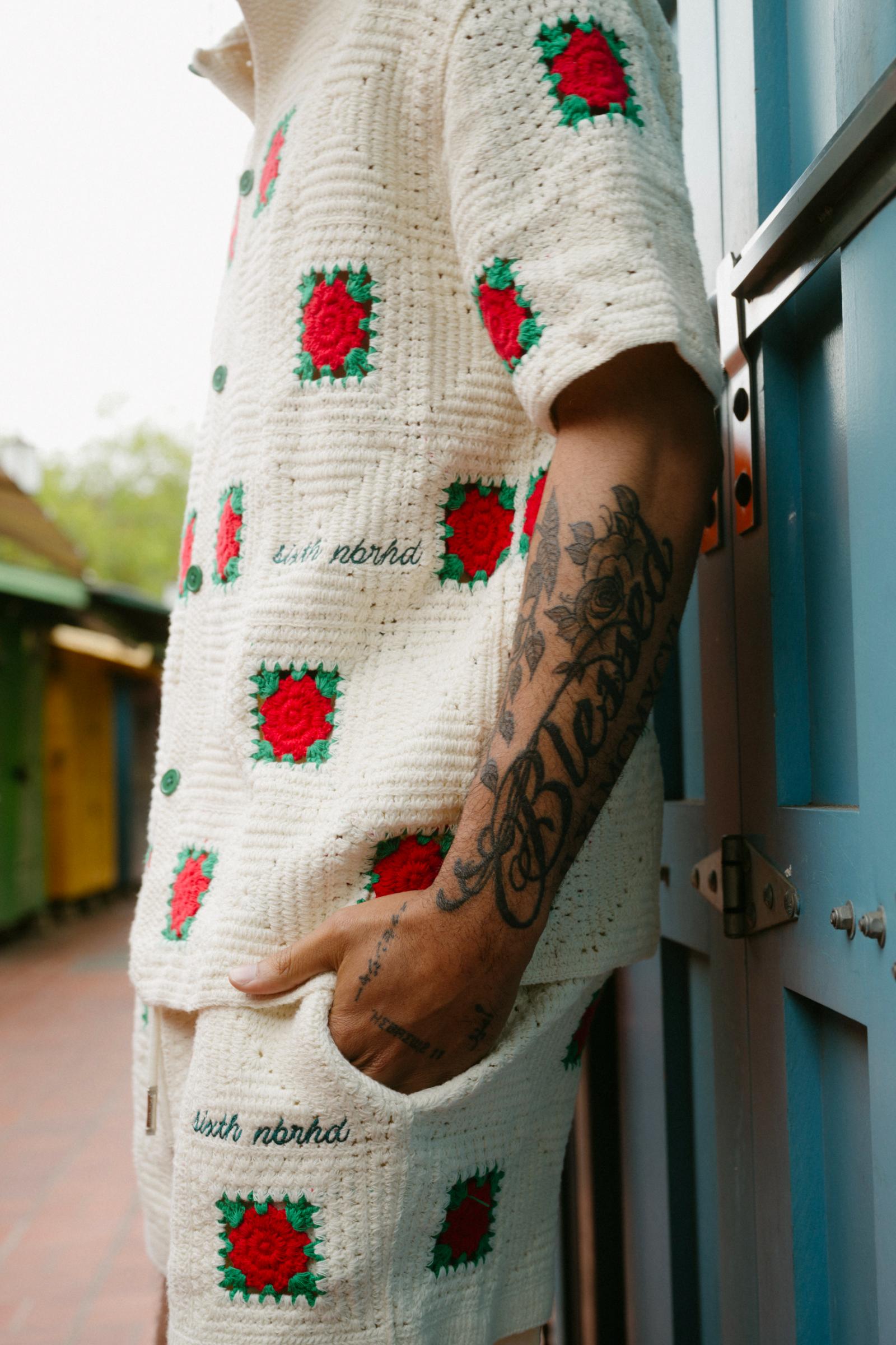 "Bazzar" Crochet Button-Up Shirt Cream