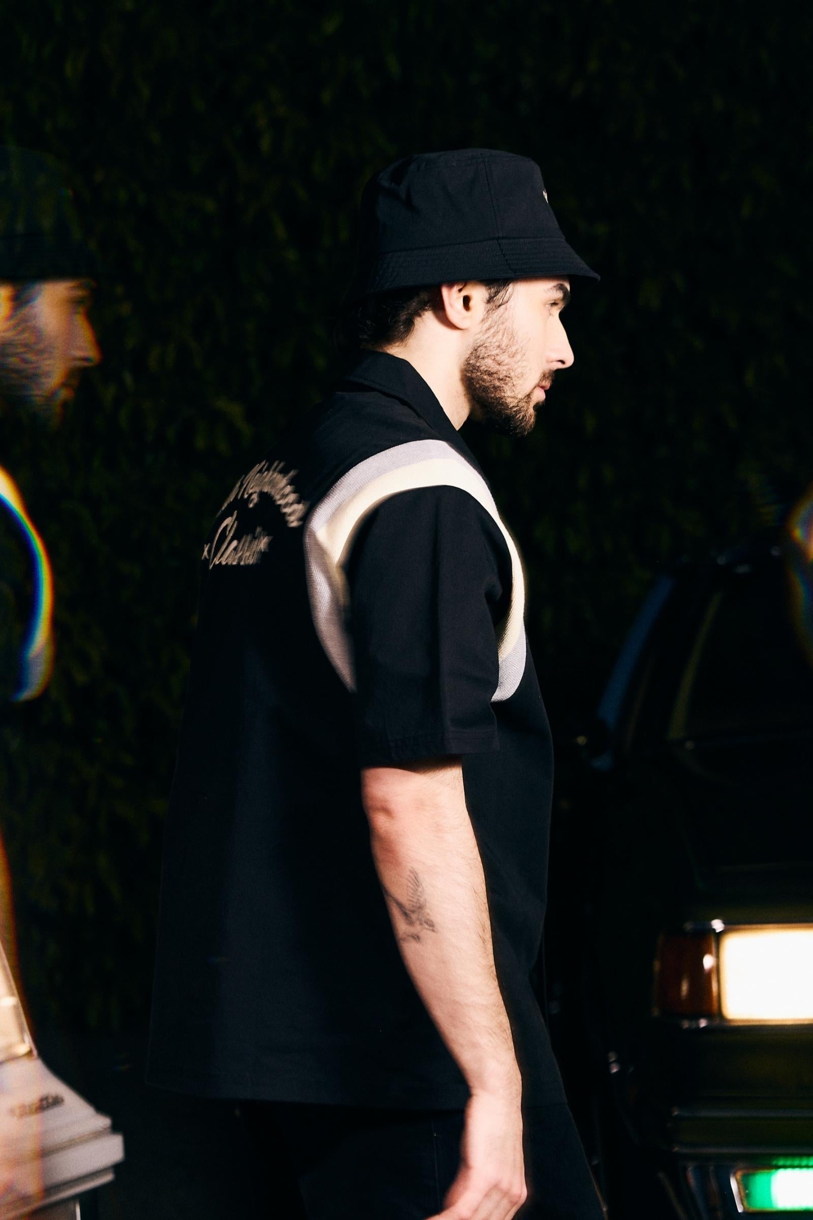 "In My Lane" Boxy Woven Shirt Black