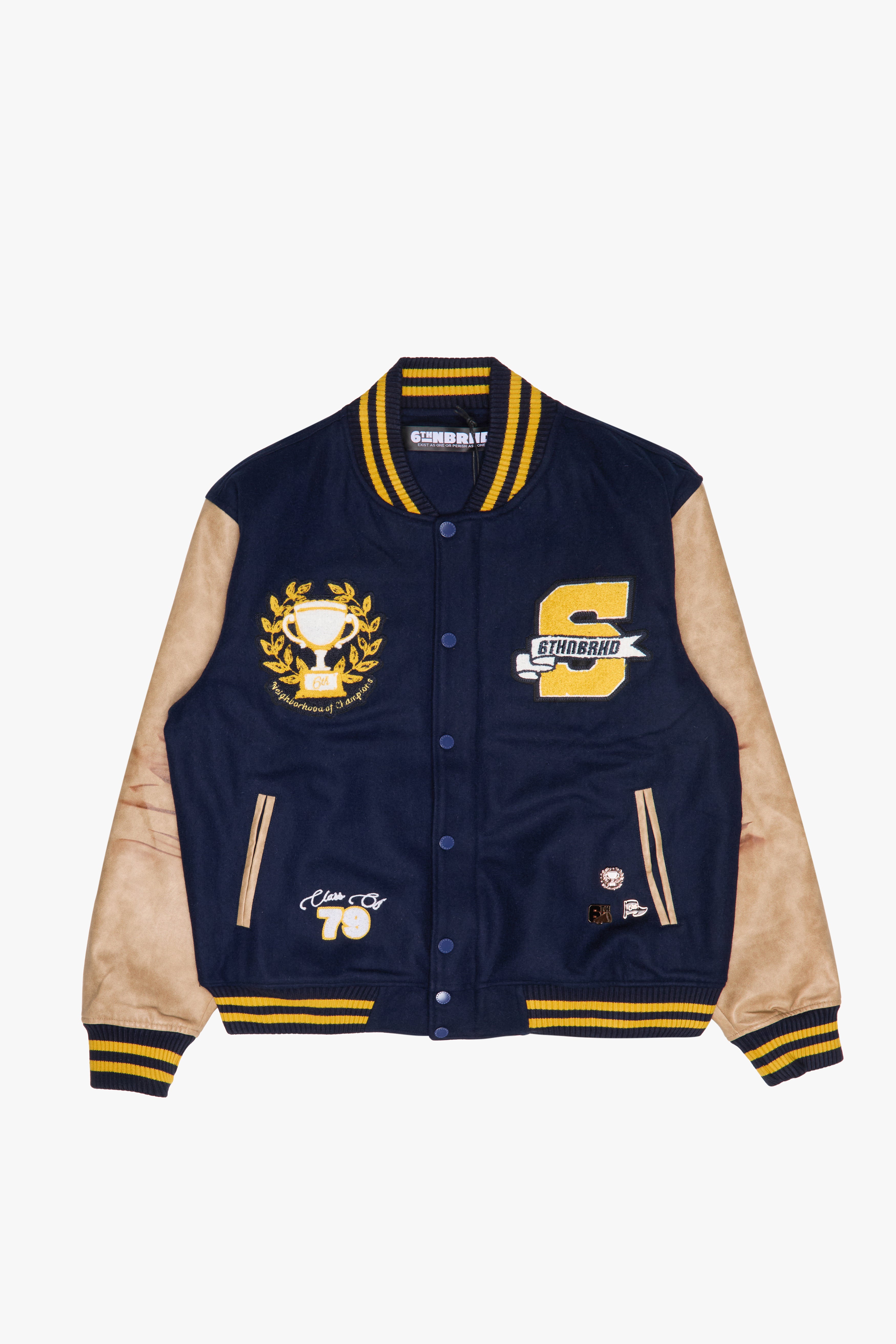 "IVY" VARSITY JACKET - NAVY