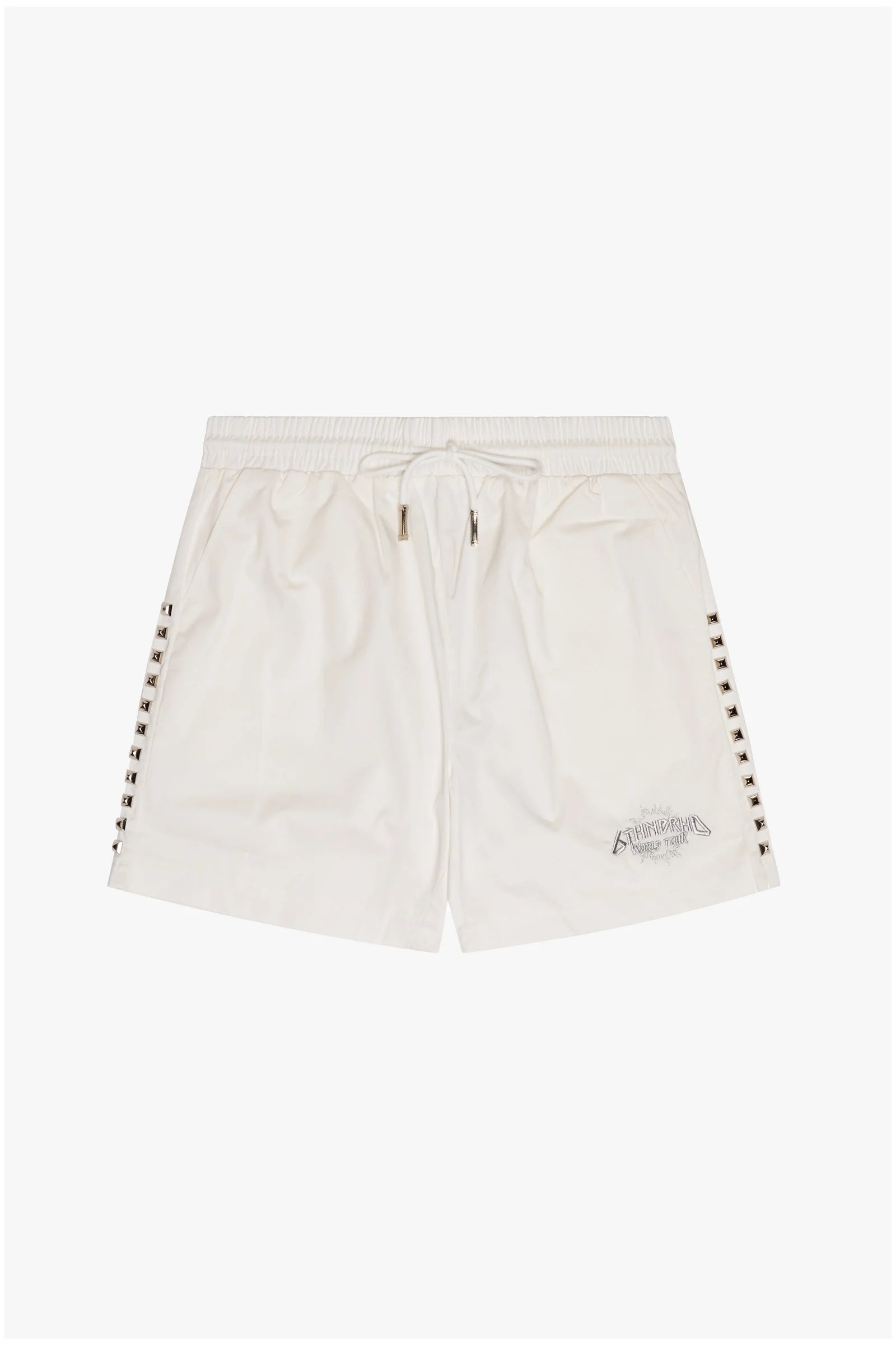 "Stunna" Mid-Rise Shorts White