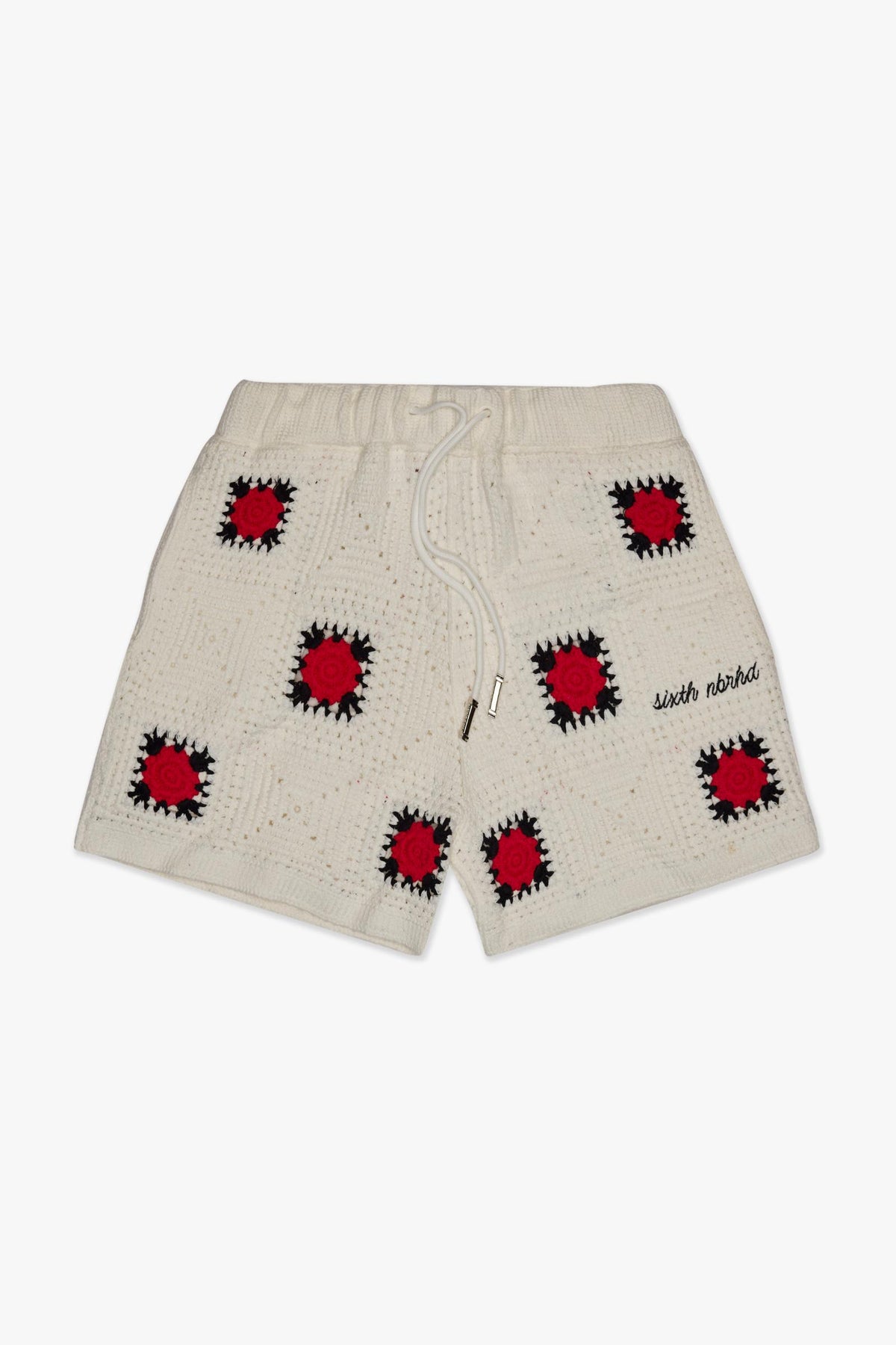 "HANDMADE" KNIT SHORTS - WHITE - BLACK