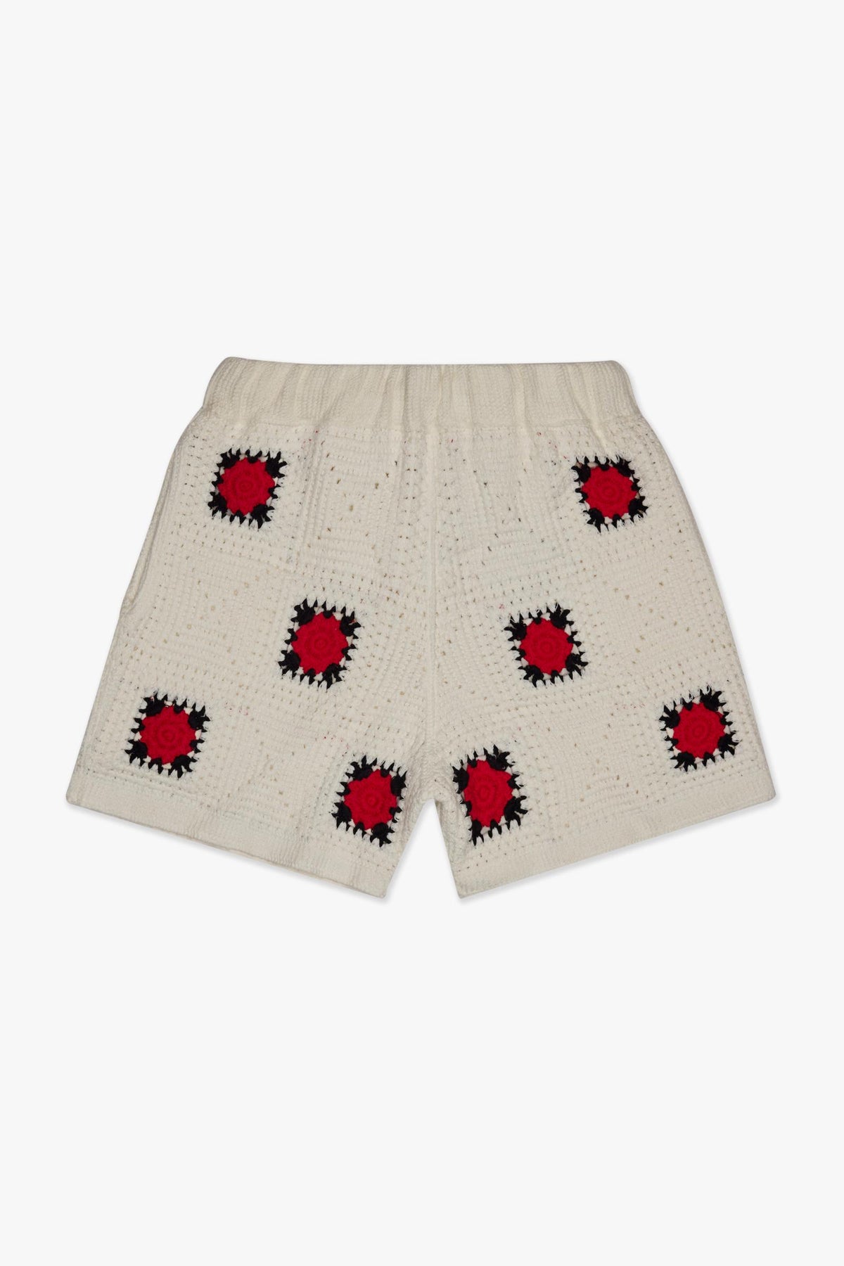 "HANDMADE" KNIT SHORTS - WHITE - BLACK