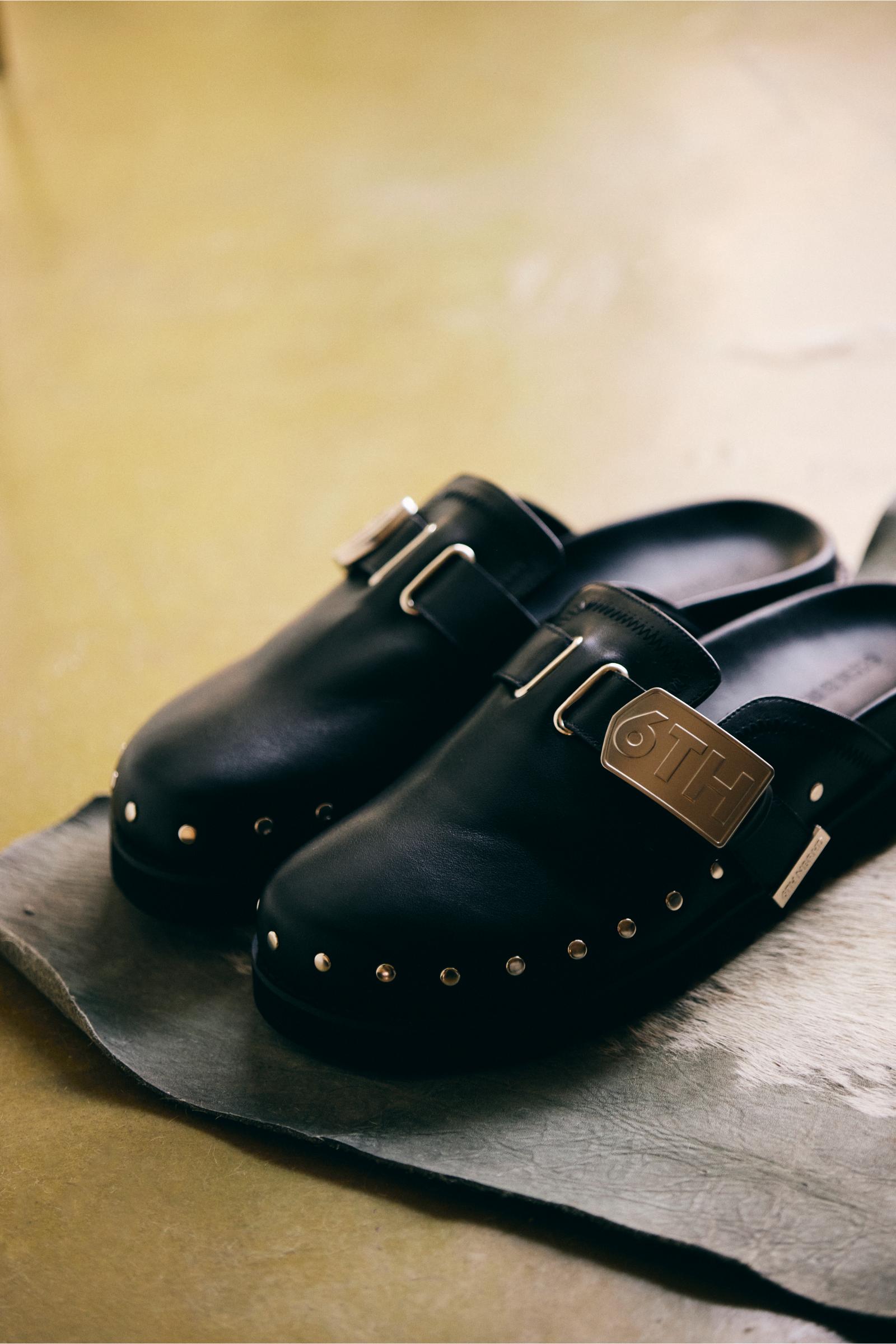 6thNBRHD "MOONWALK" LEATHER MULE BLACK