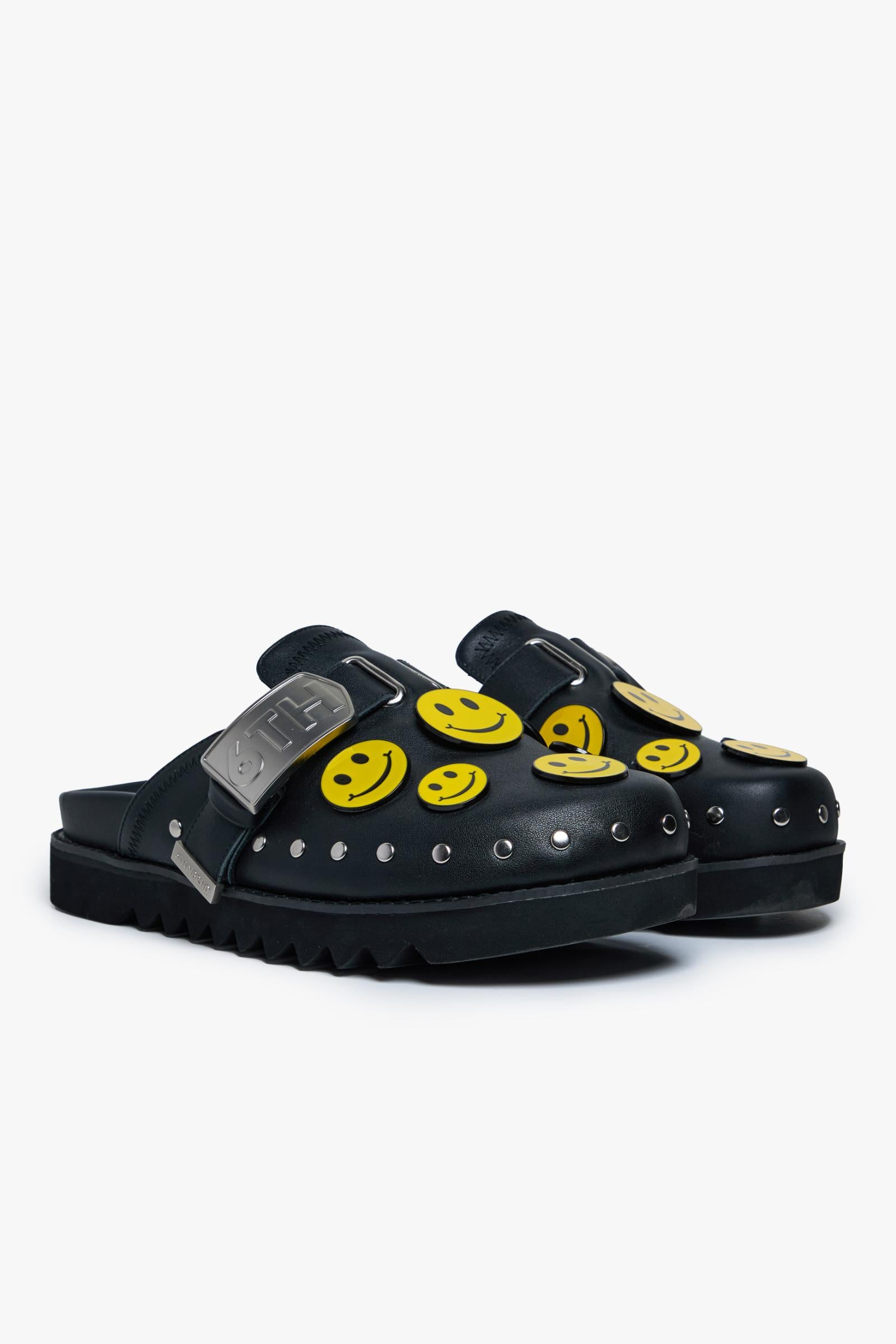 SKIP LEATHER MULE - BLACK