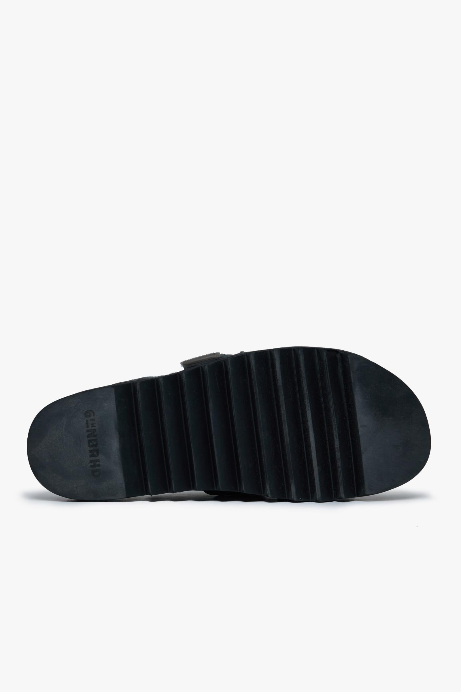 "Skip" Leather Mule Slides Black