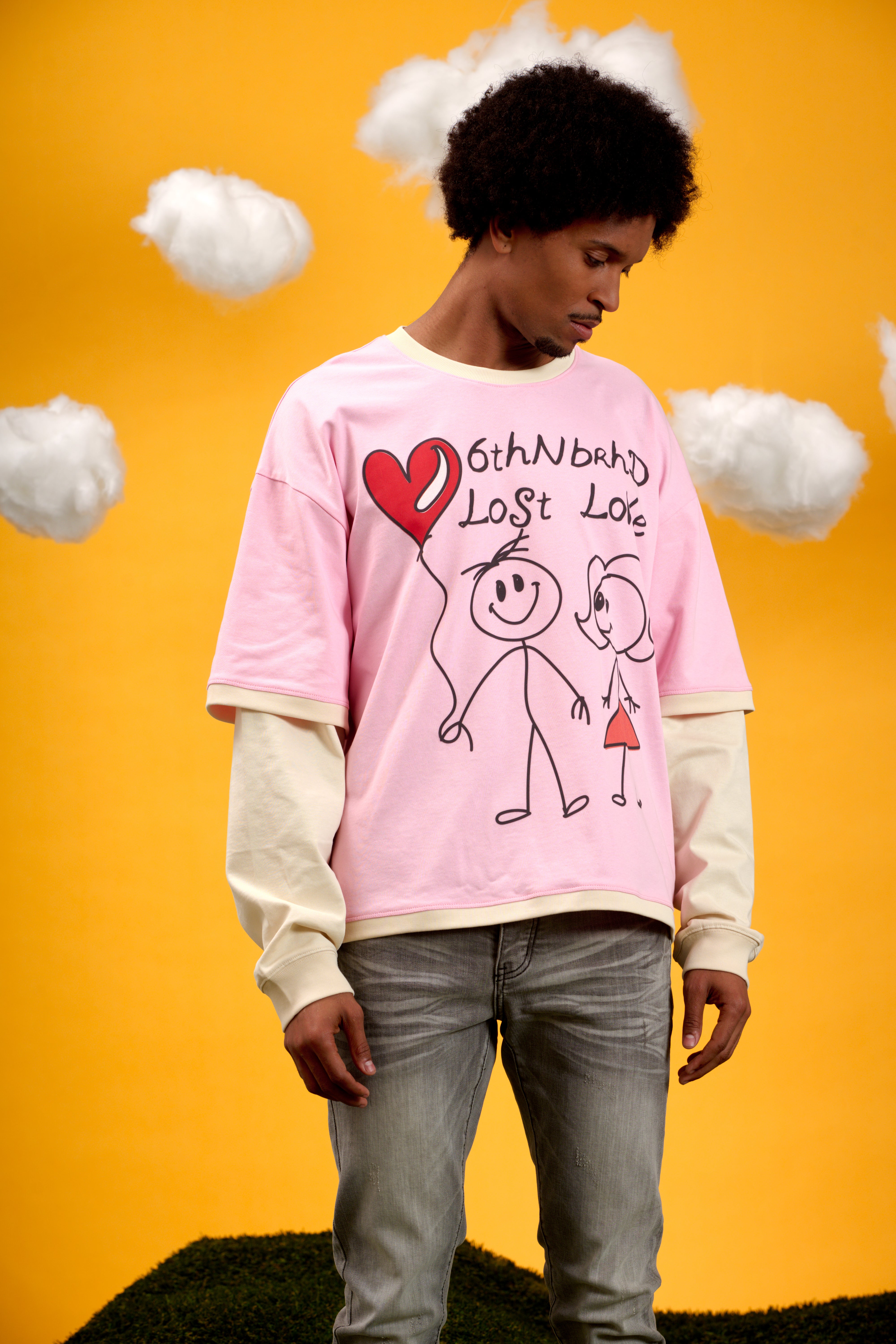 6thNBRHD TEE "DRAWING" PETAL PINK