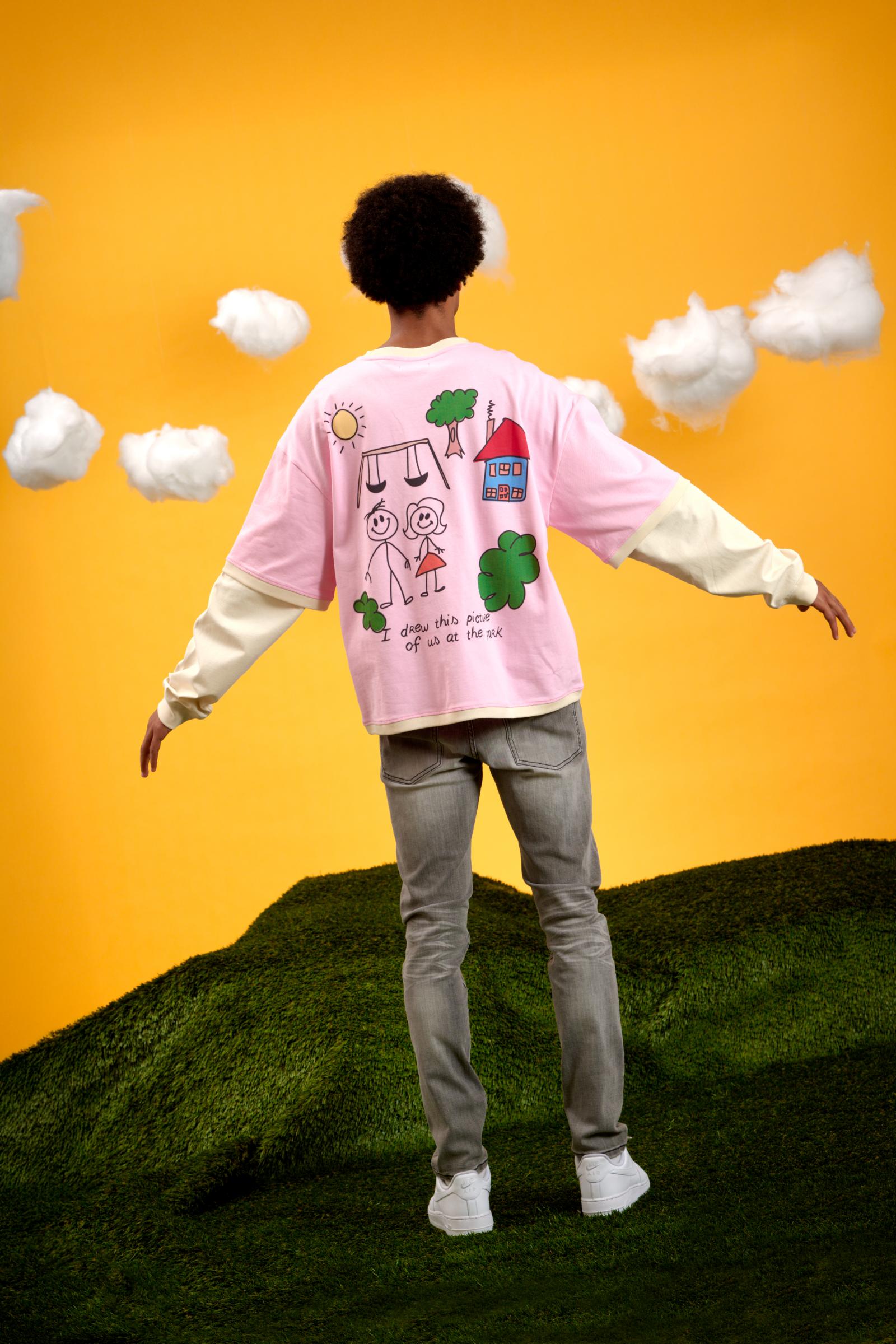 6thNBRHD TEE "DRAWING" PETAL PINK
