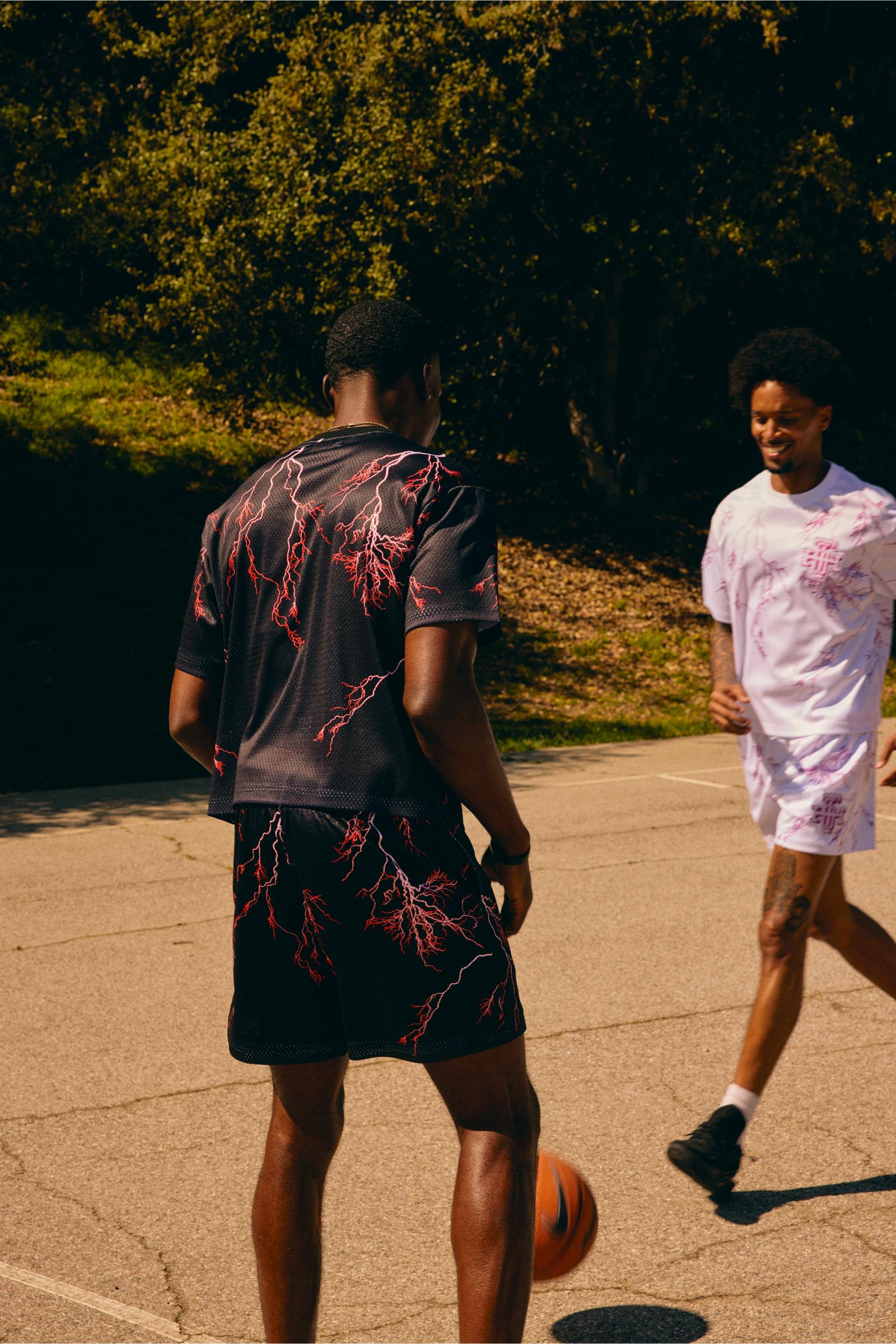 "Try-Outs" Mesh Shorts White Purple