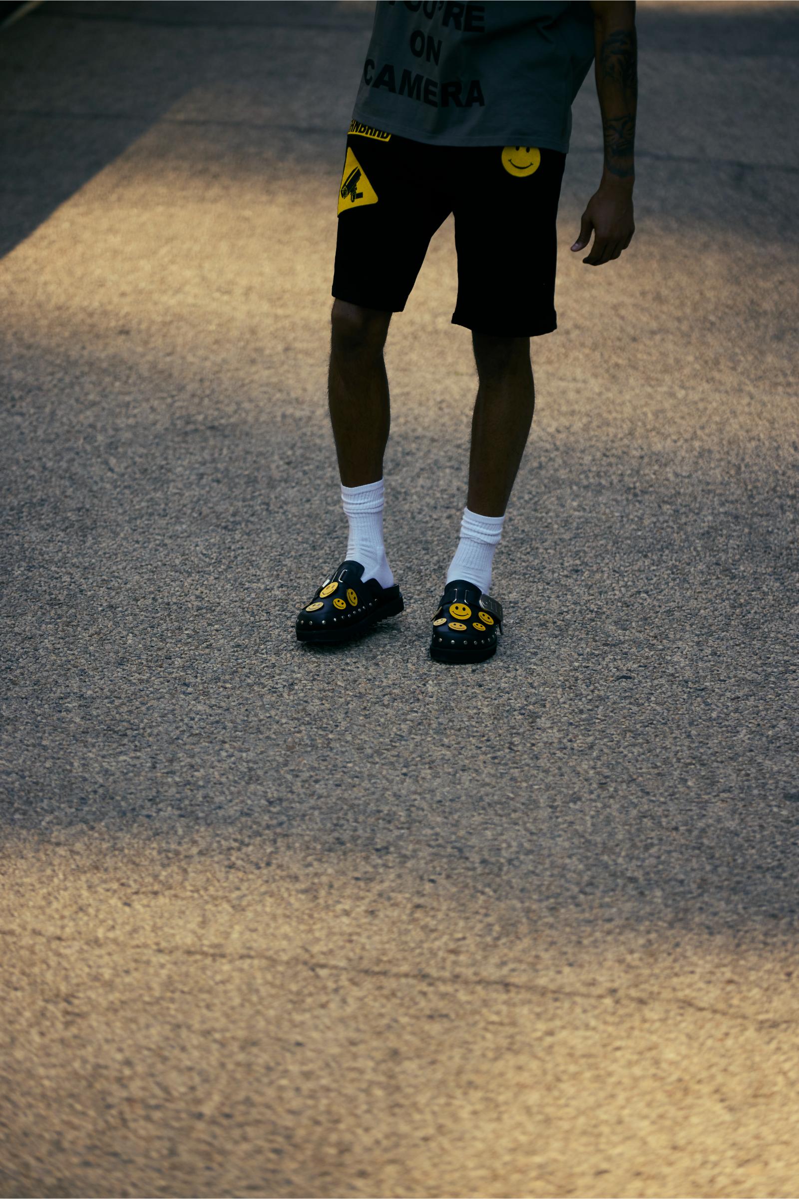 "Skip" Leather Mule Slides Black
