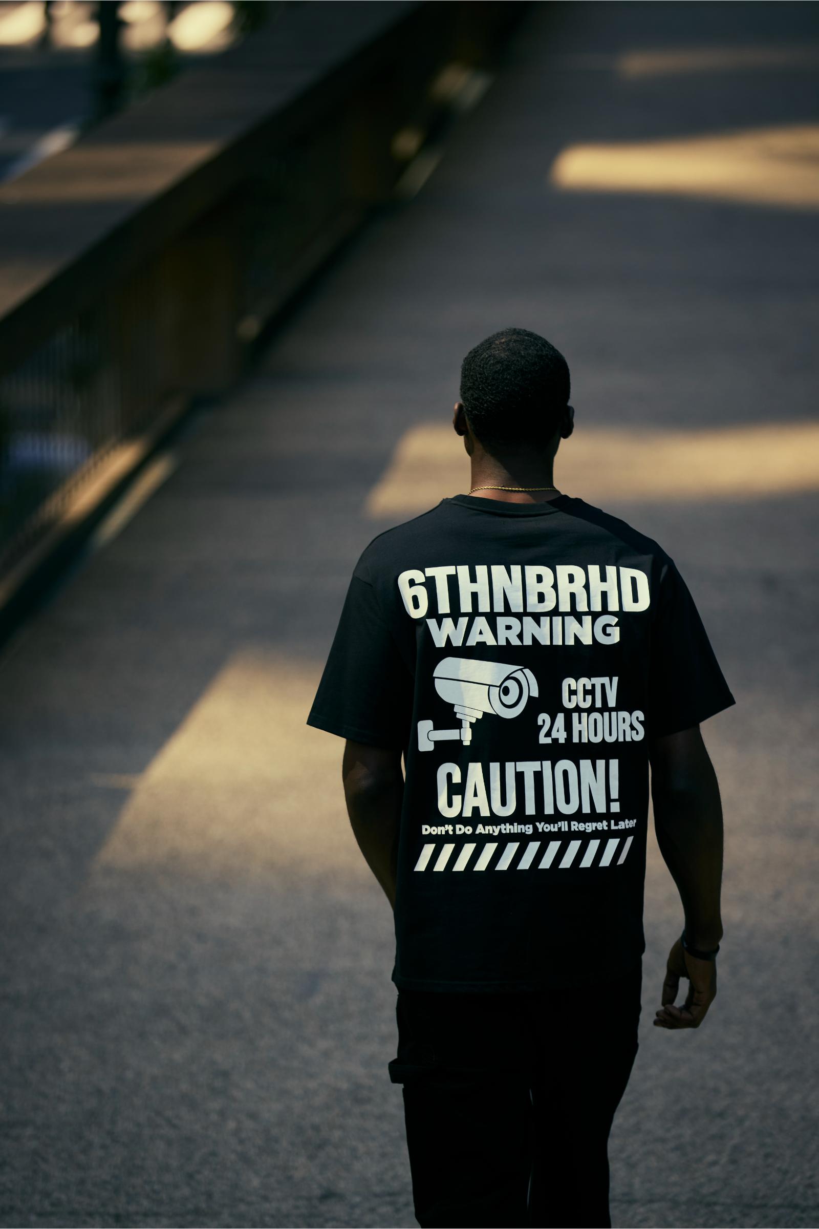 "Warning" Oversized Graphic Tee Black