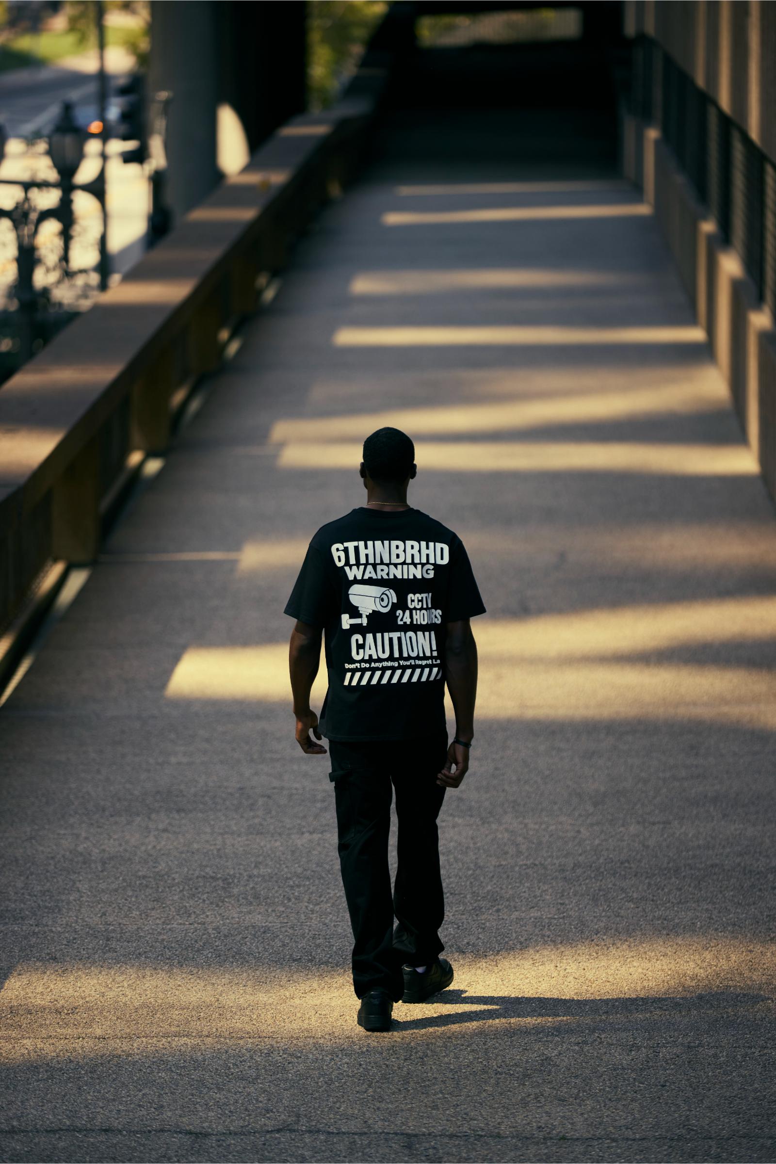 "Warning" Oversized Graphic Tee Black