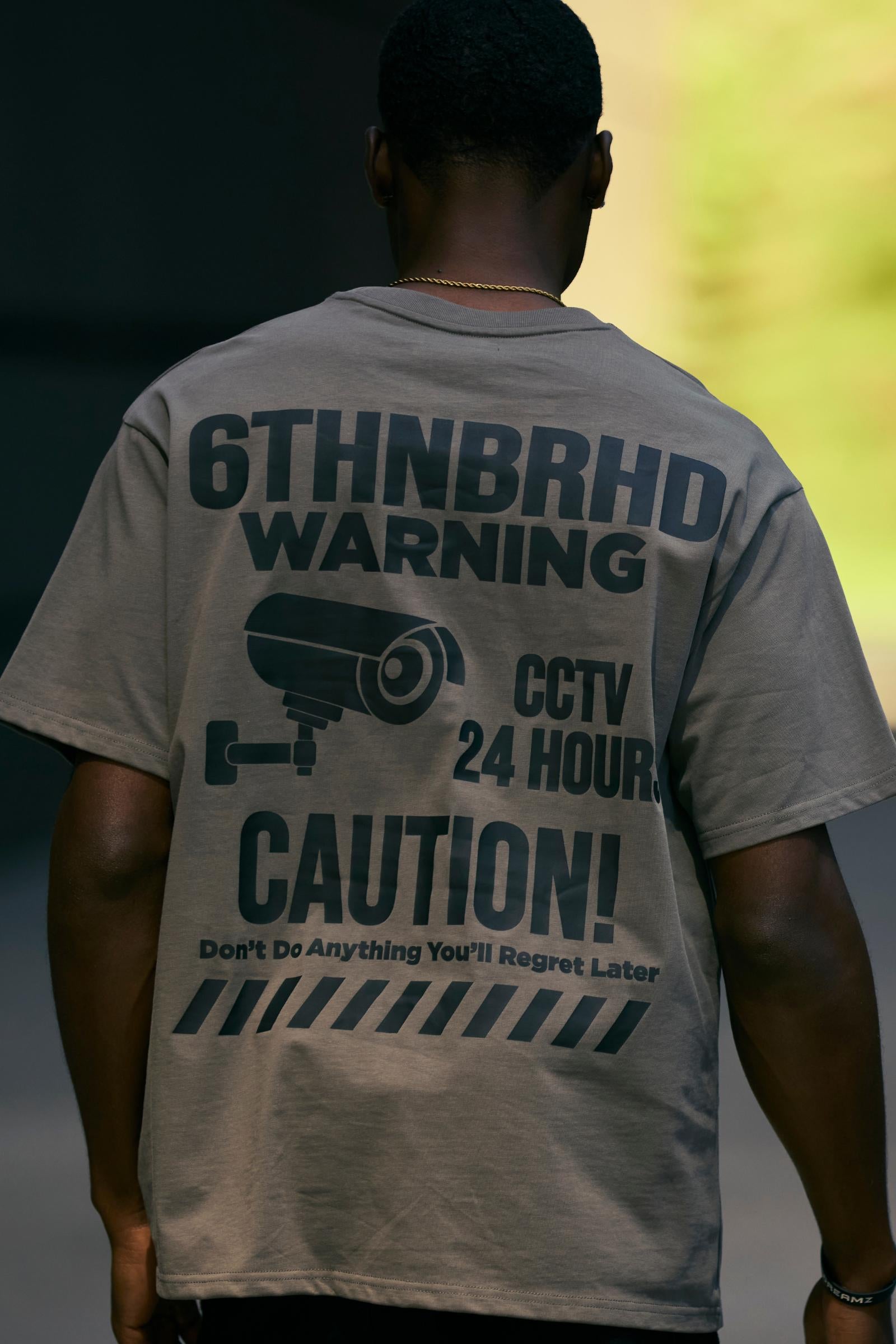 "Warning" Graphic Tee Grey