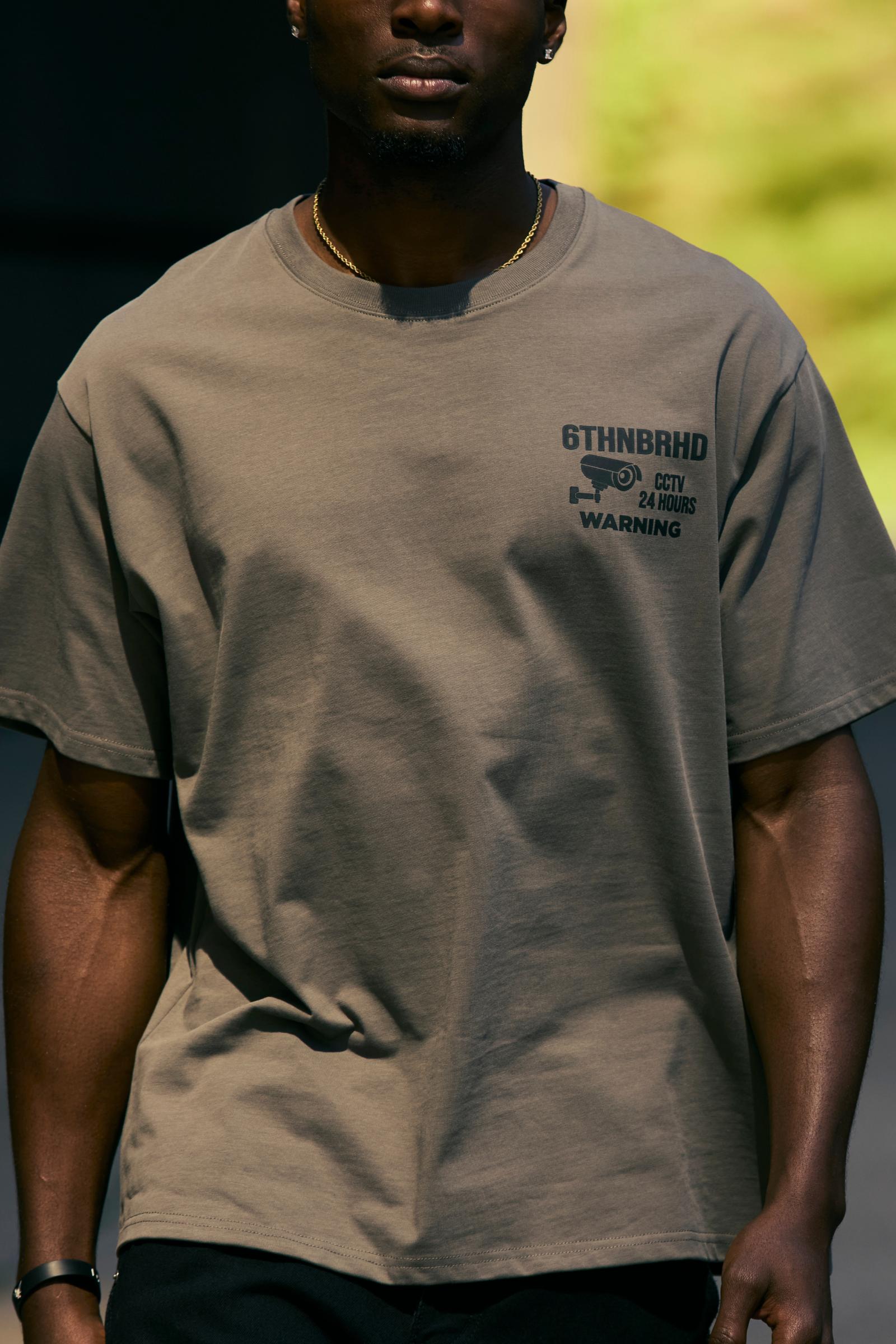 "Warning" Graphic Tee Grey