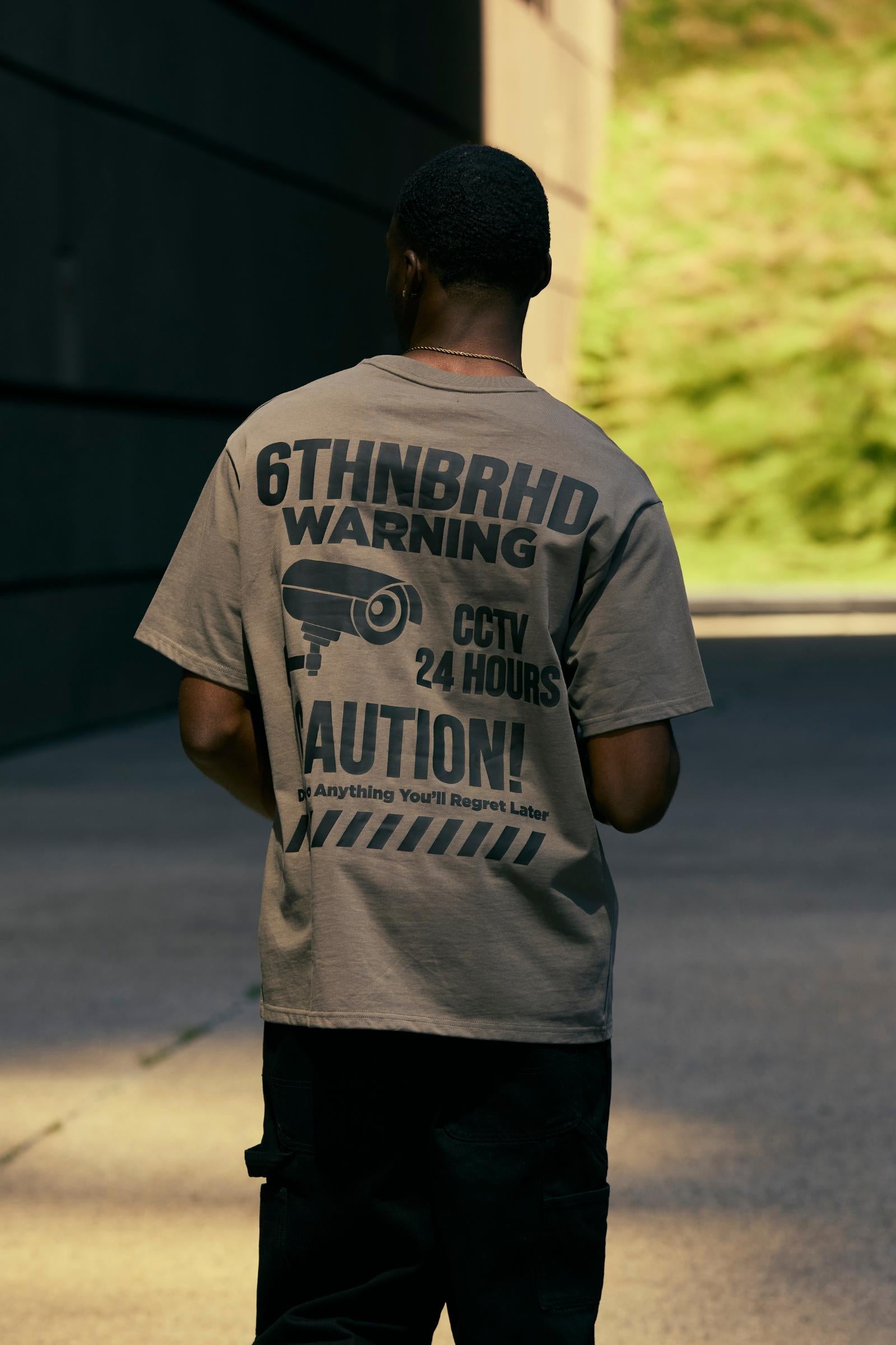 "Warning" Graphic Tee Grey