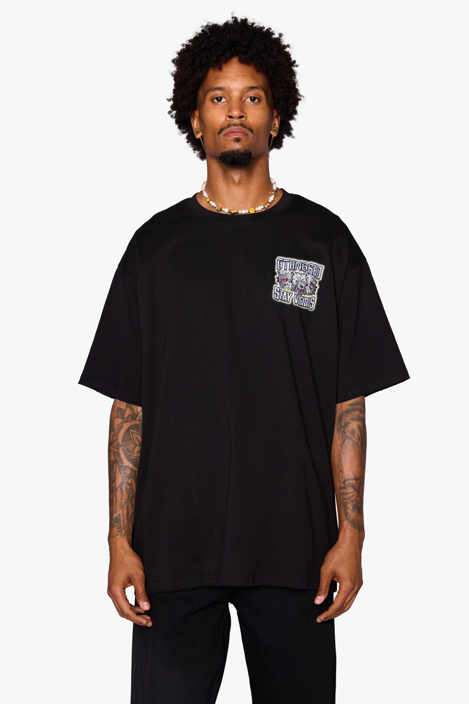 "Stay Vicious" Oversized Graphic Tee Black