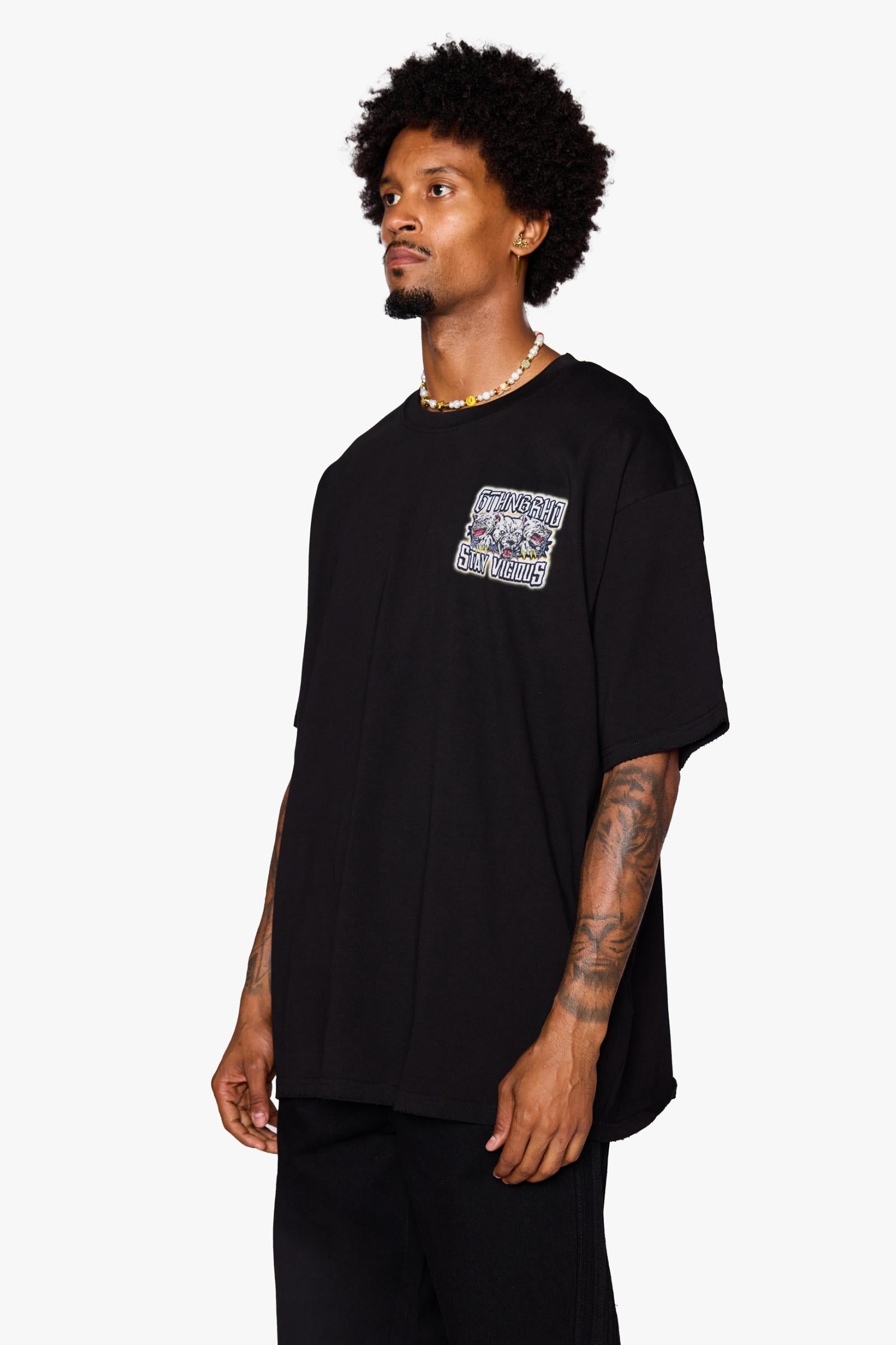 "Stay Vicious" Oversized Graphic Tee Black