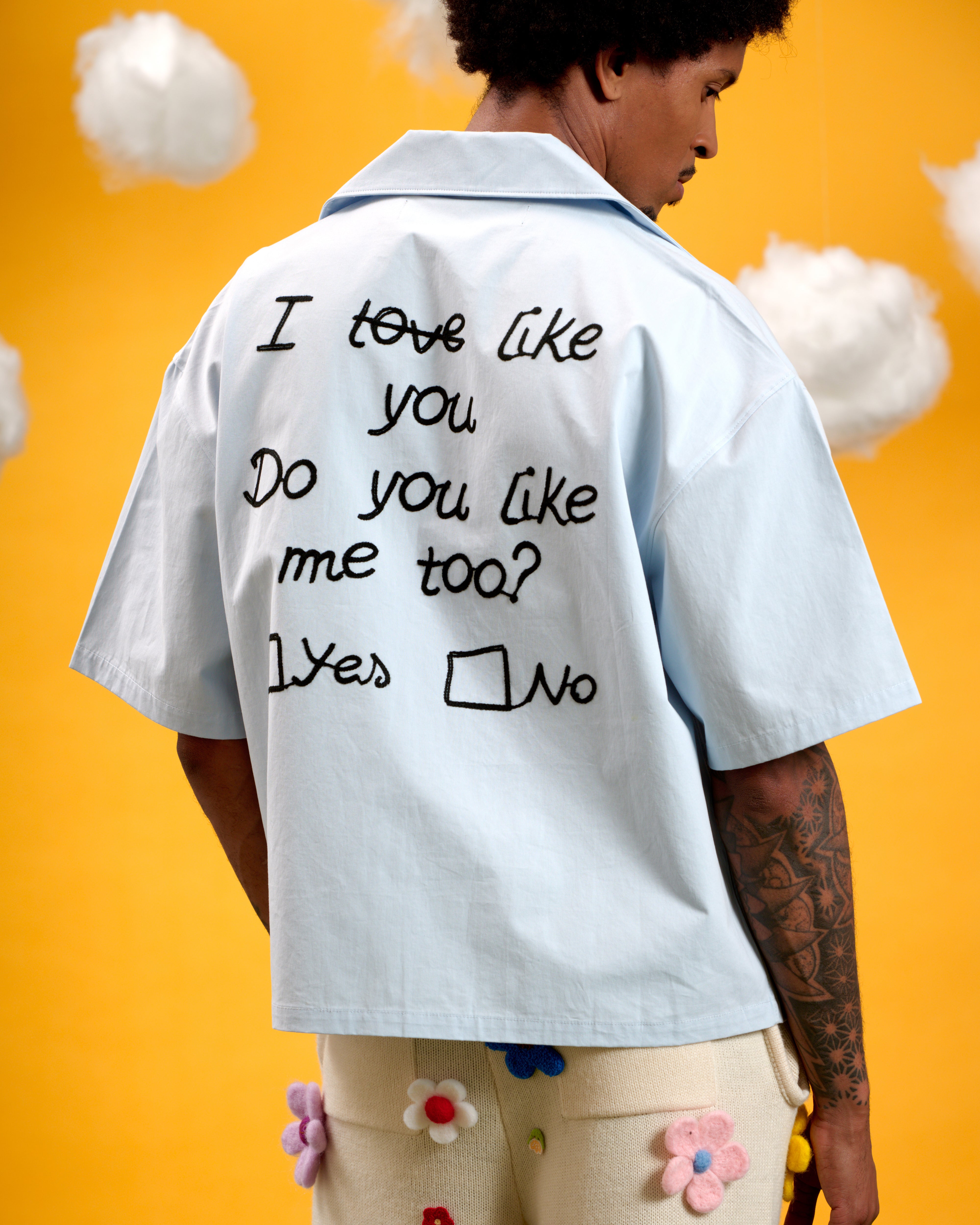 6thNBRHD BUTTON DOWN "LOVE" BABY BLUE